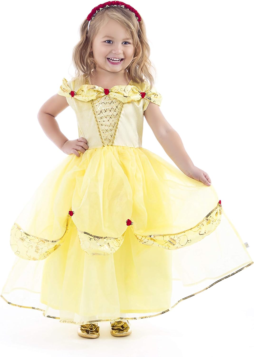 Machine Washable Yellow Beauty Princess Costume for Kids
