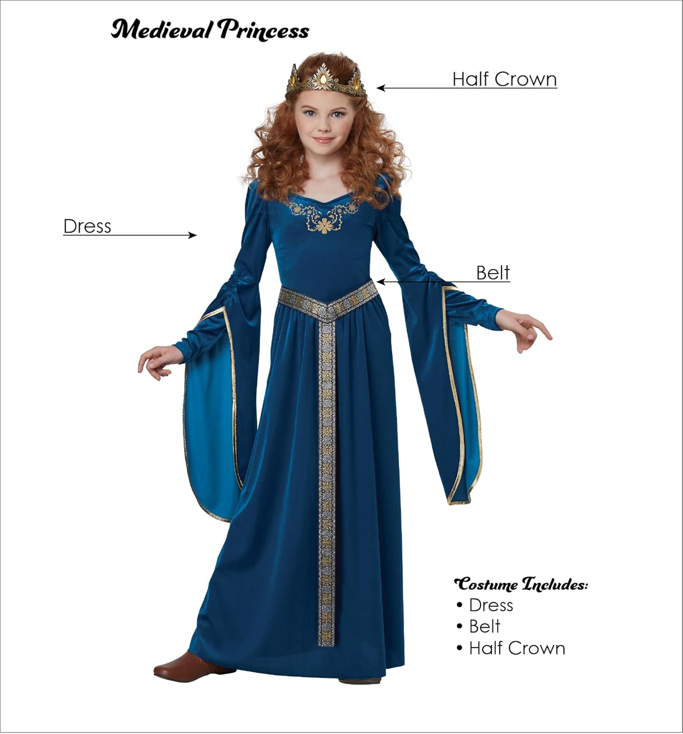 Medieval Princess Gown Giggling Girls Costumes Glowin Gold Details