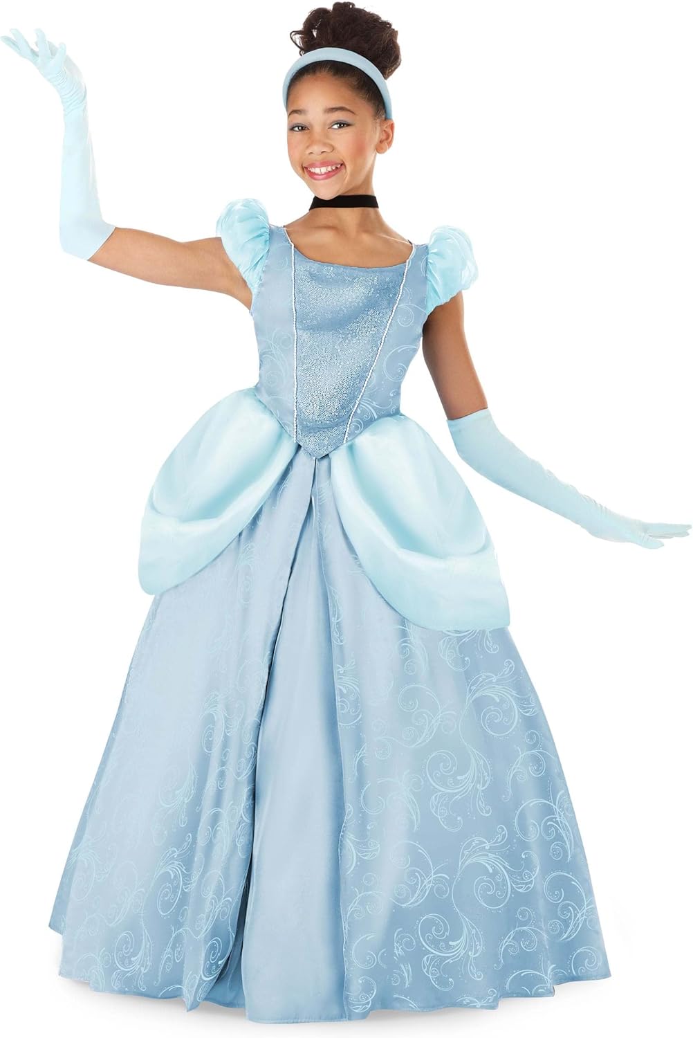 Girls Disney Premium Cinderella Costume Blue Dress Ball Gown Outfit