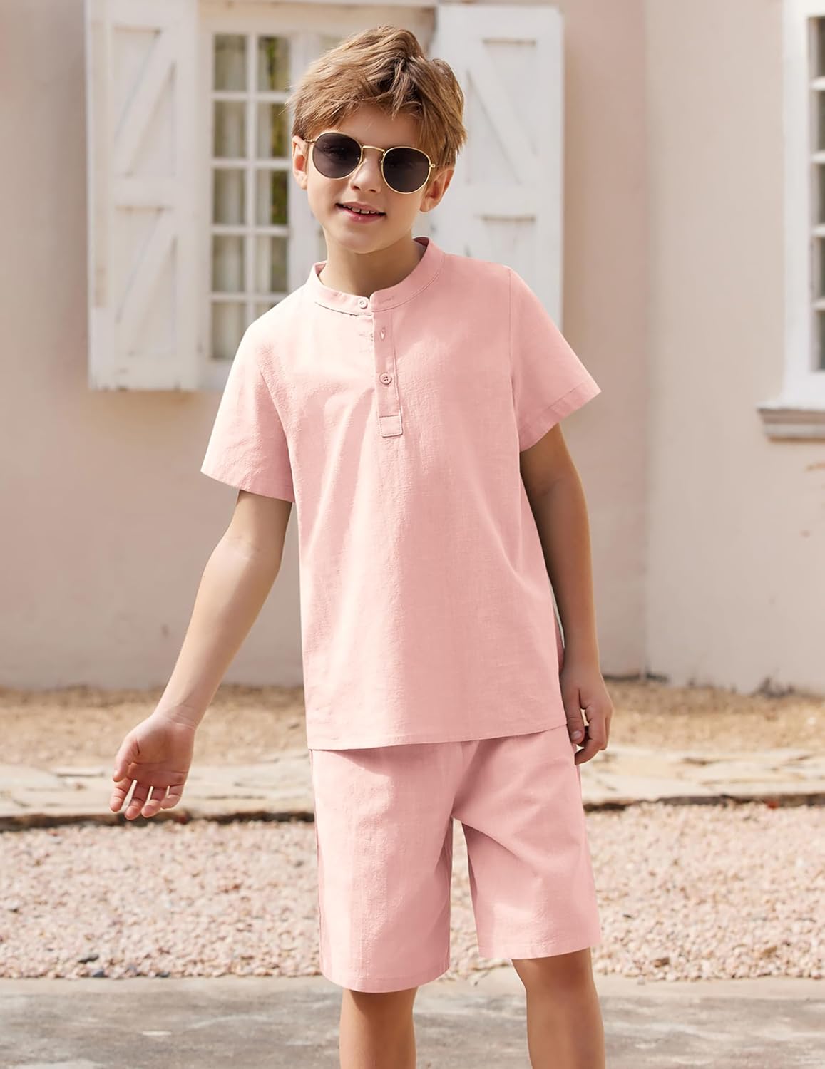 Arshiner Boys 2-Piece Cotton Linen Set