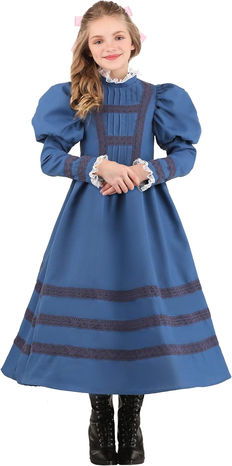 Adorable Girls Halloween Costume Blue Helen Keller Dress