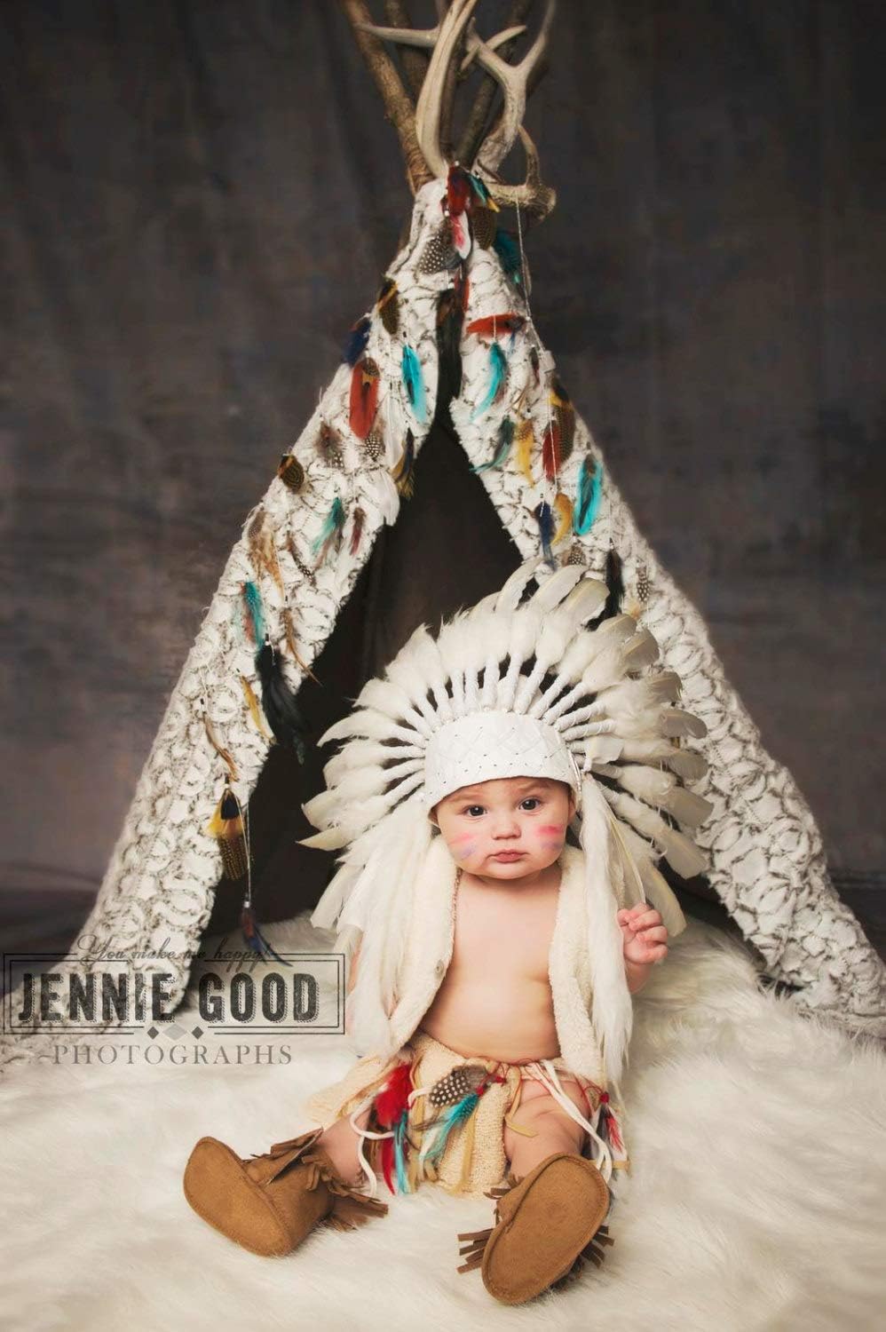Handmade Native Feather Headdresses for Babies 0-9 Months