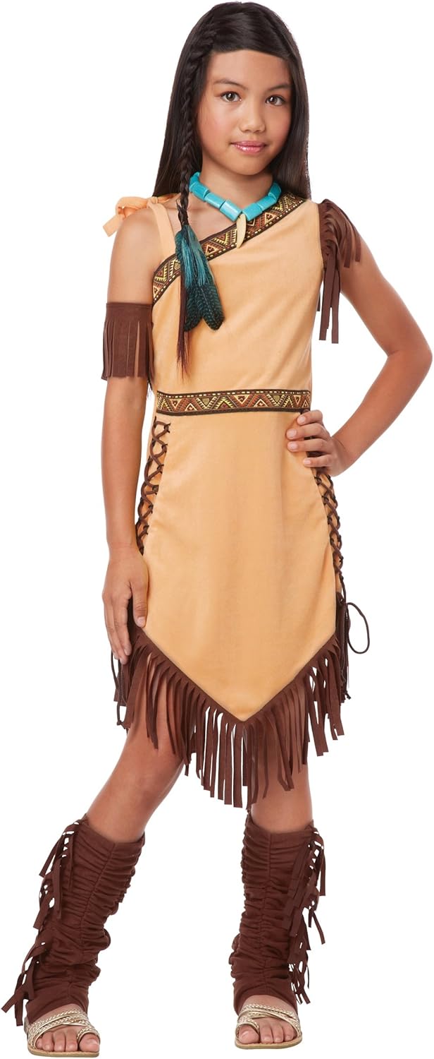 Glowing California Costumes Native American Princess Child Costume Brown Medium