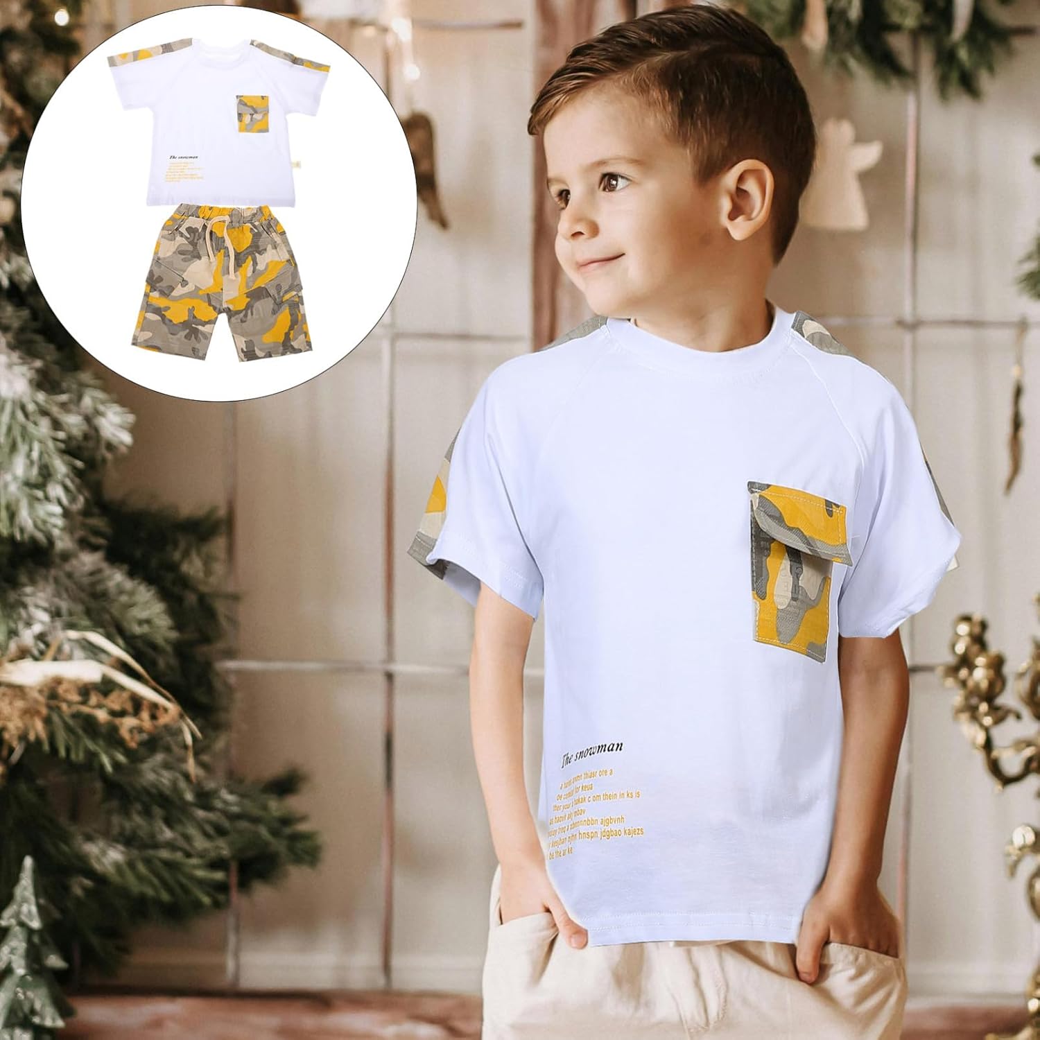 AOKWAWALIY Boys Summer Set Trendy T-Shirts Slim Pants forSpecifies