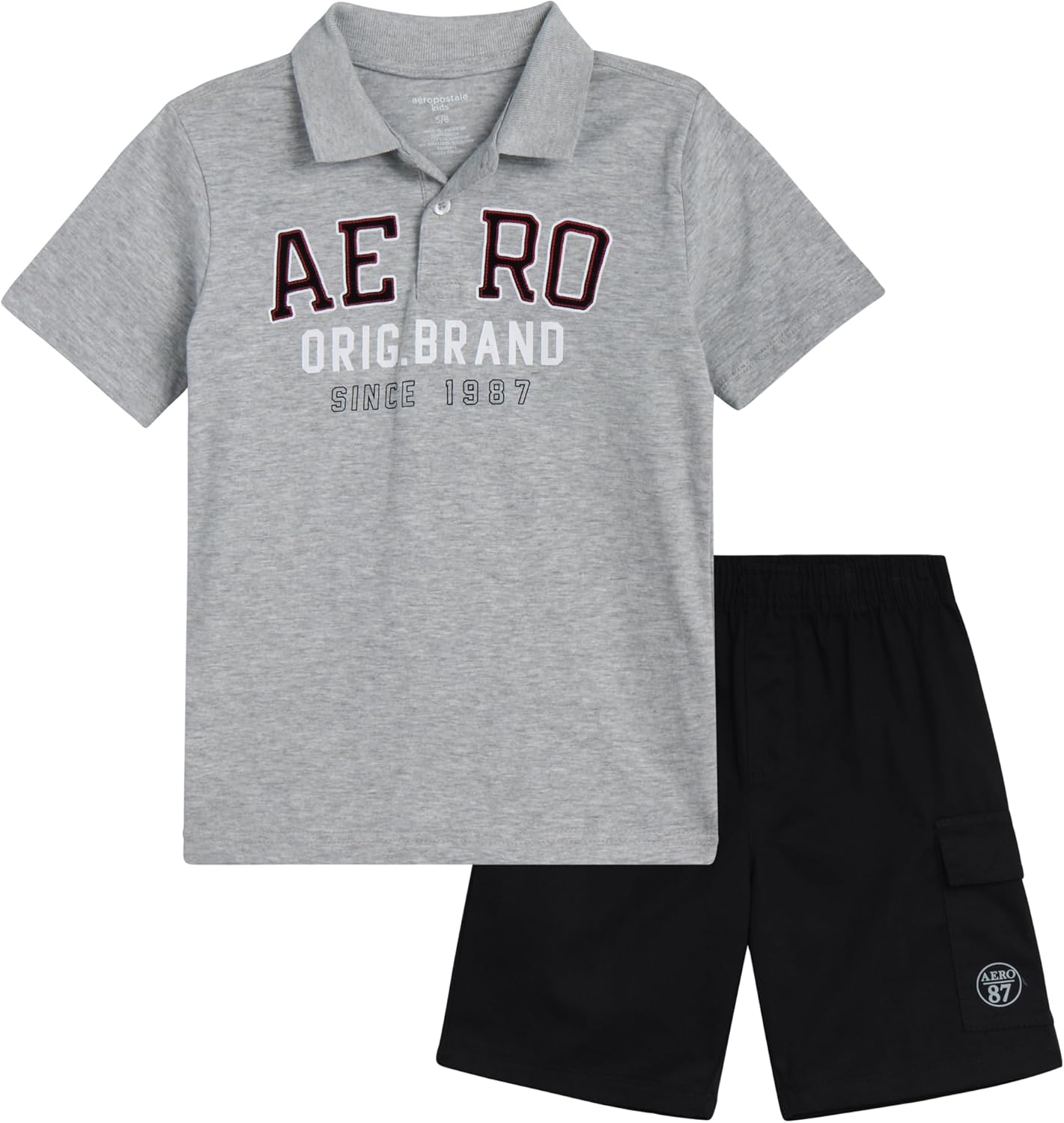 AEROPOSTALE Boys Short Sleeve Polo Shirt and Cargo Shorts Set