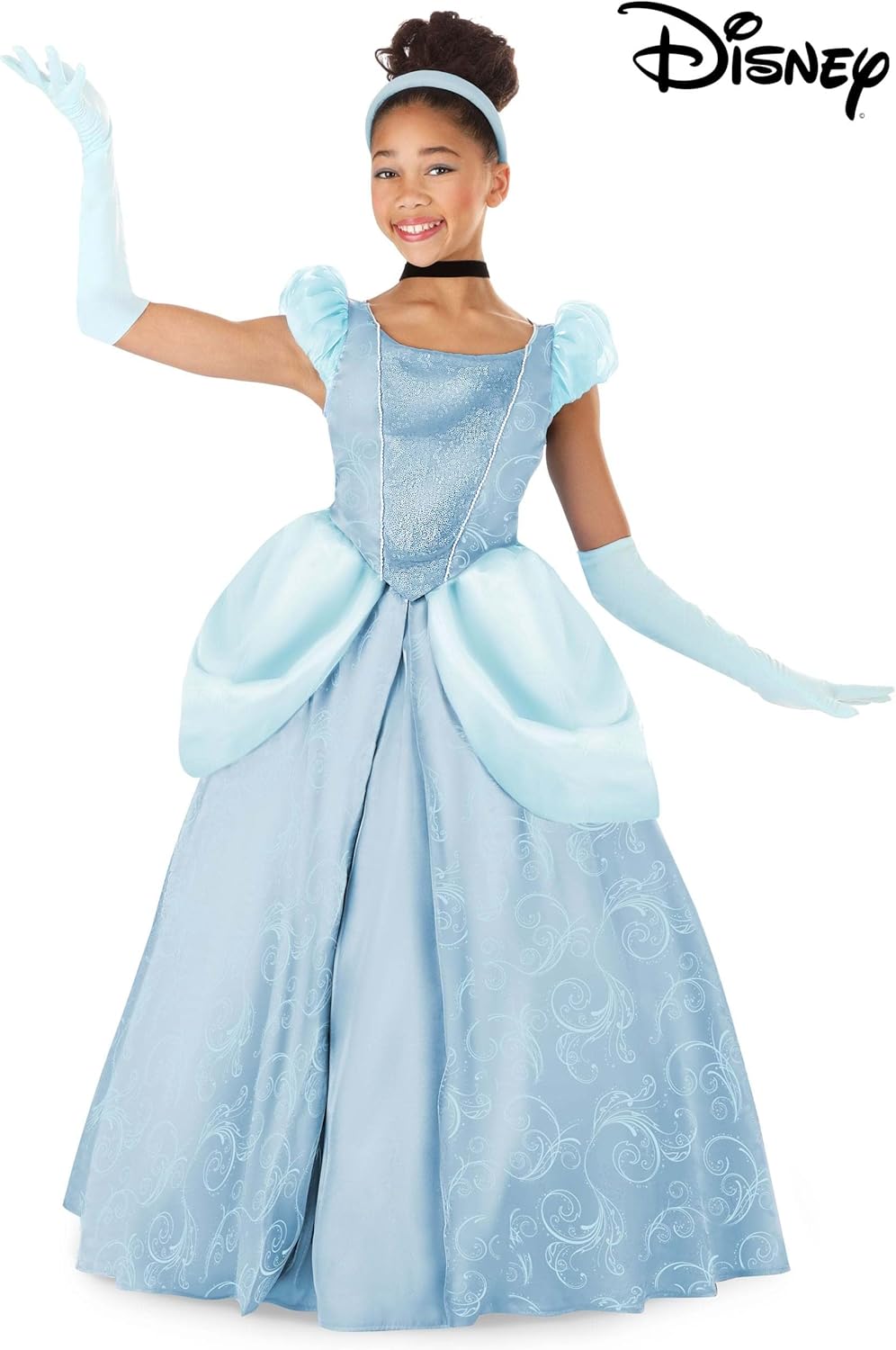 Girls Disney Premium Cinderella Costume Blue Dress Ball Gown Outfit