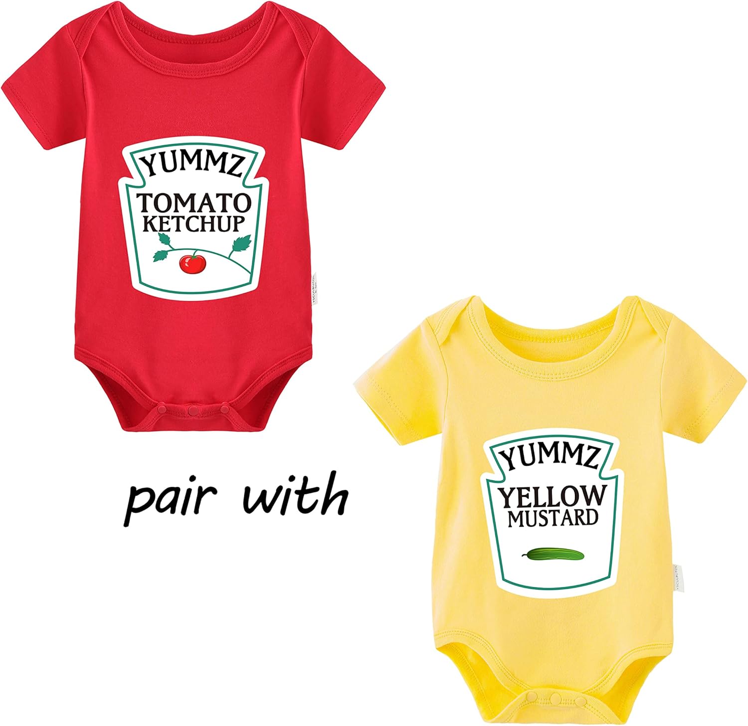 Unique Ketchup Mustard Baby Twins Bodysuit for Kids