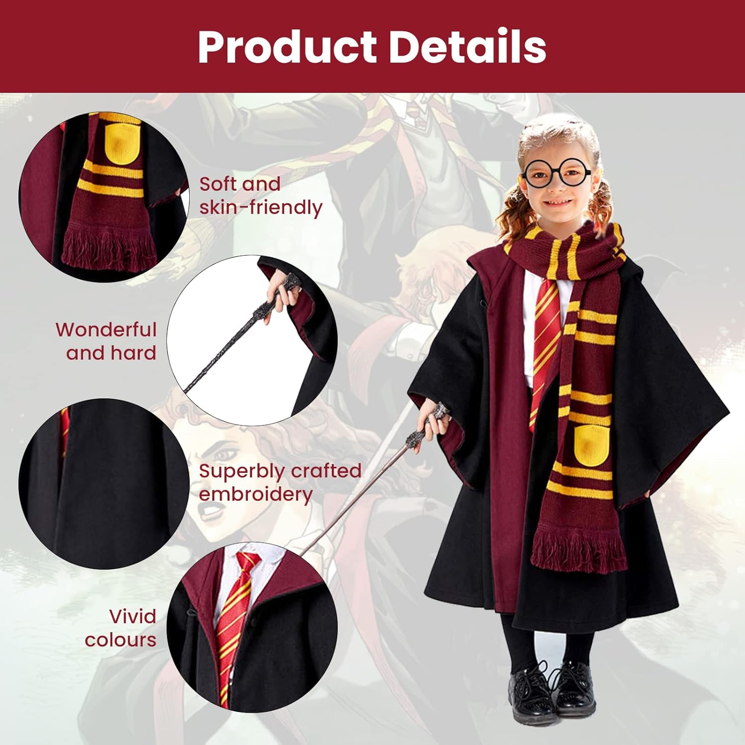 Kitimi Wizard Costume Set Perfect Halloween Party Accessories for Kids