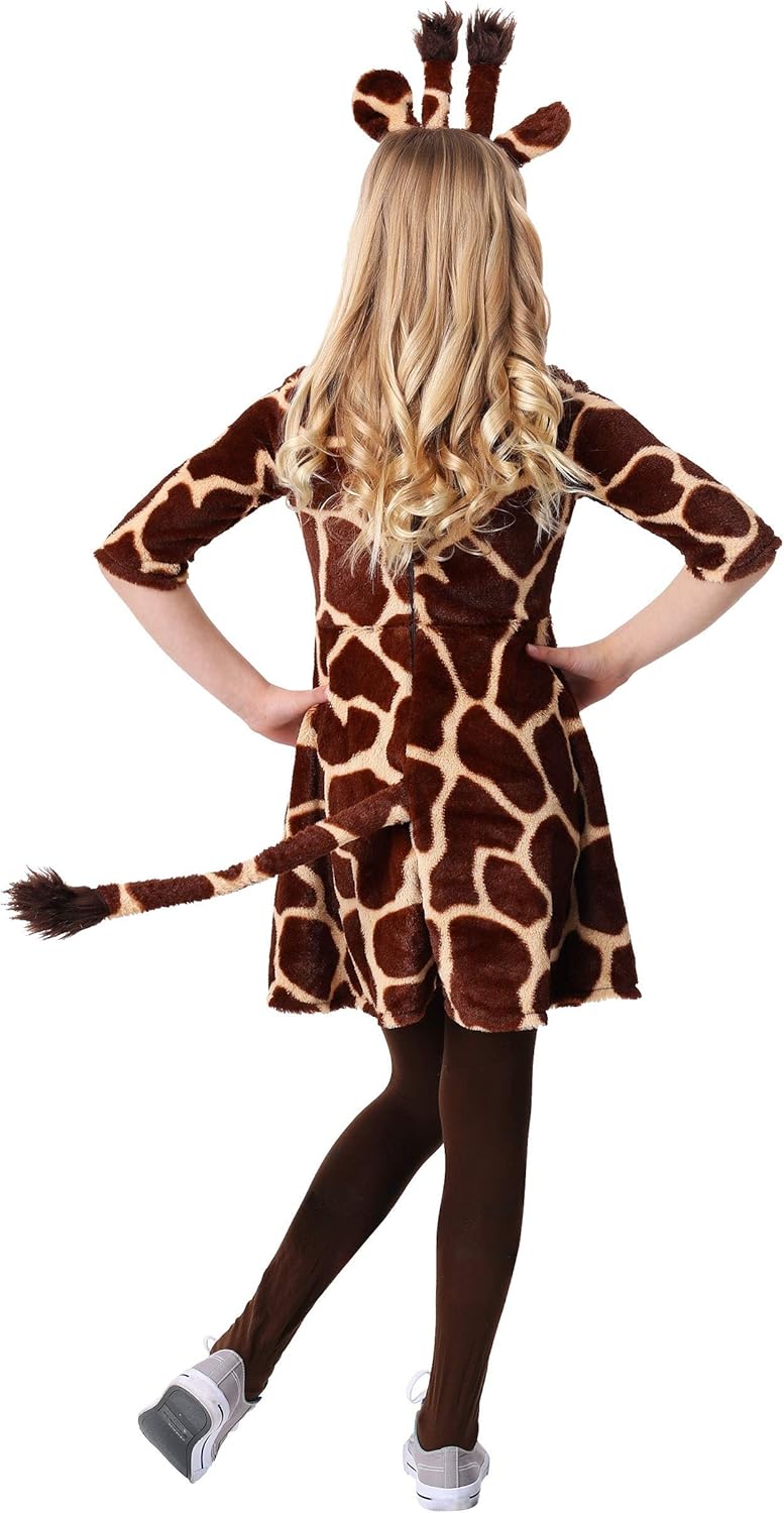 Girls Giraffe Fleece Costume with attached tail