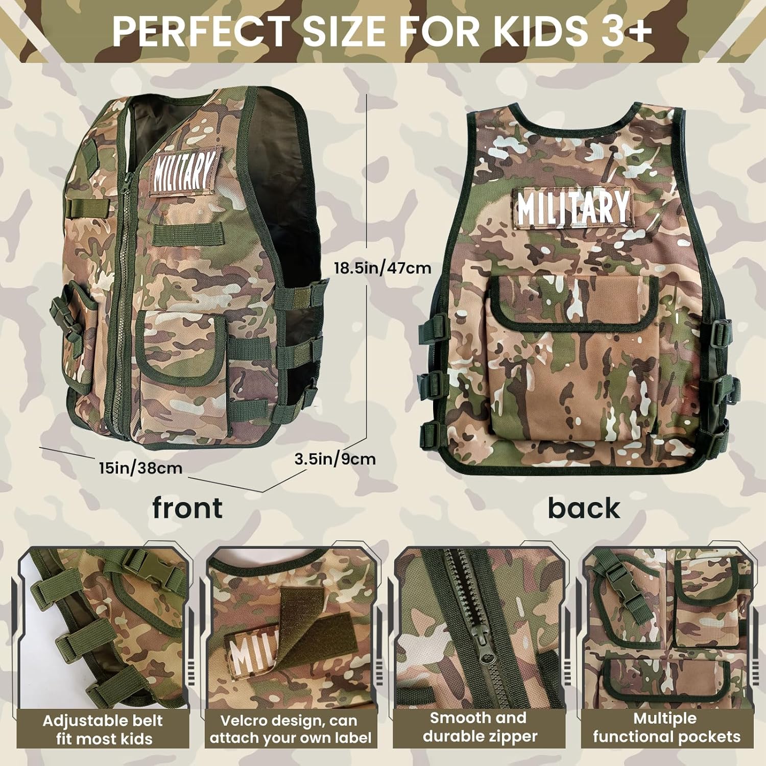 ZIRSENG Kids Army Costume Set for Halloween More