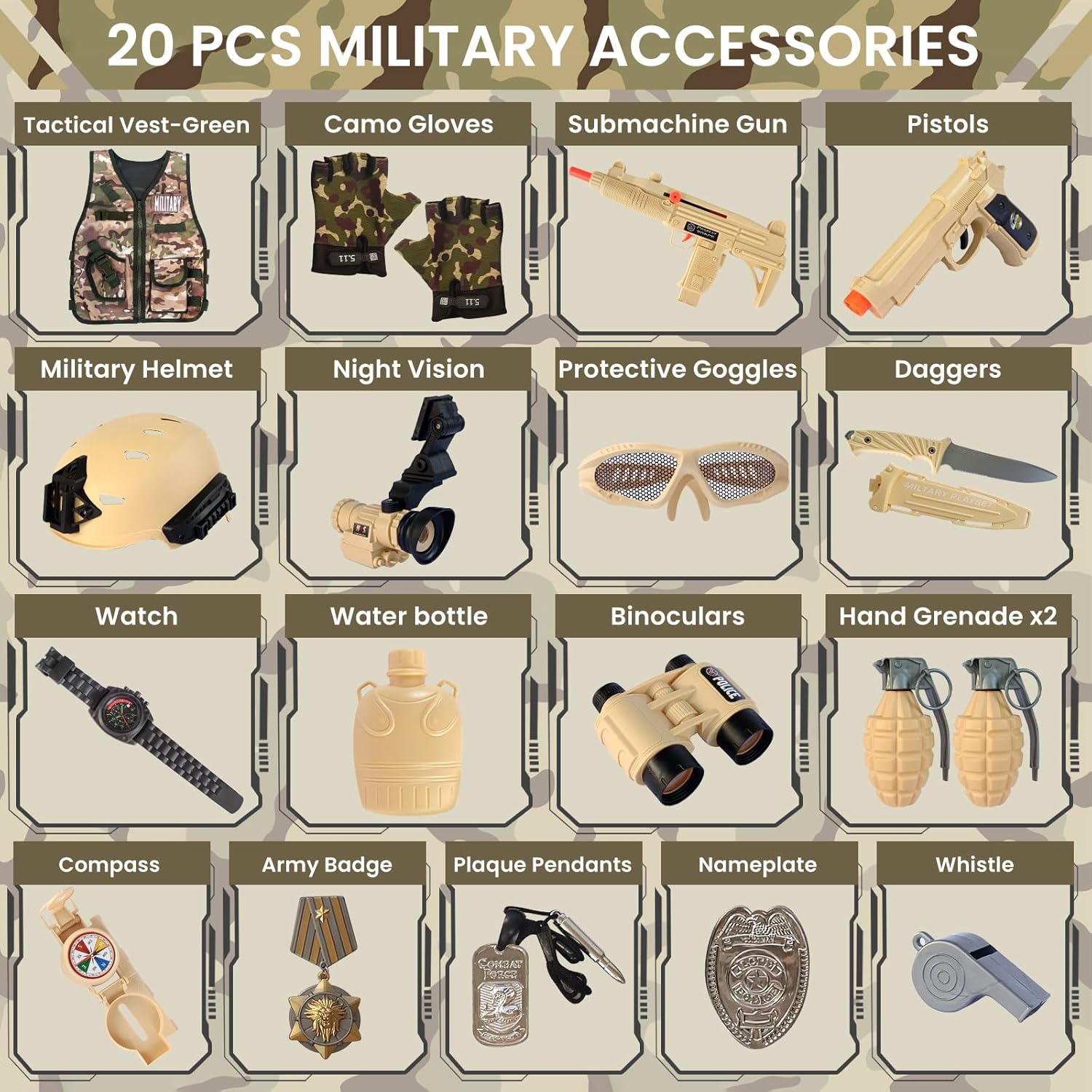 ZIRSENG Kids Army Costume Set for Halloween More