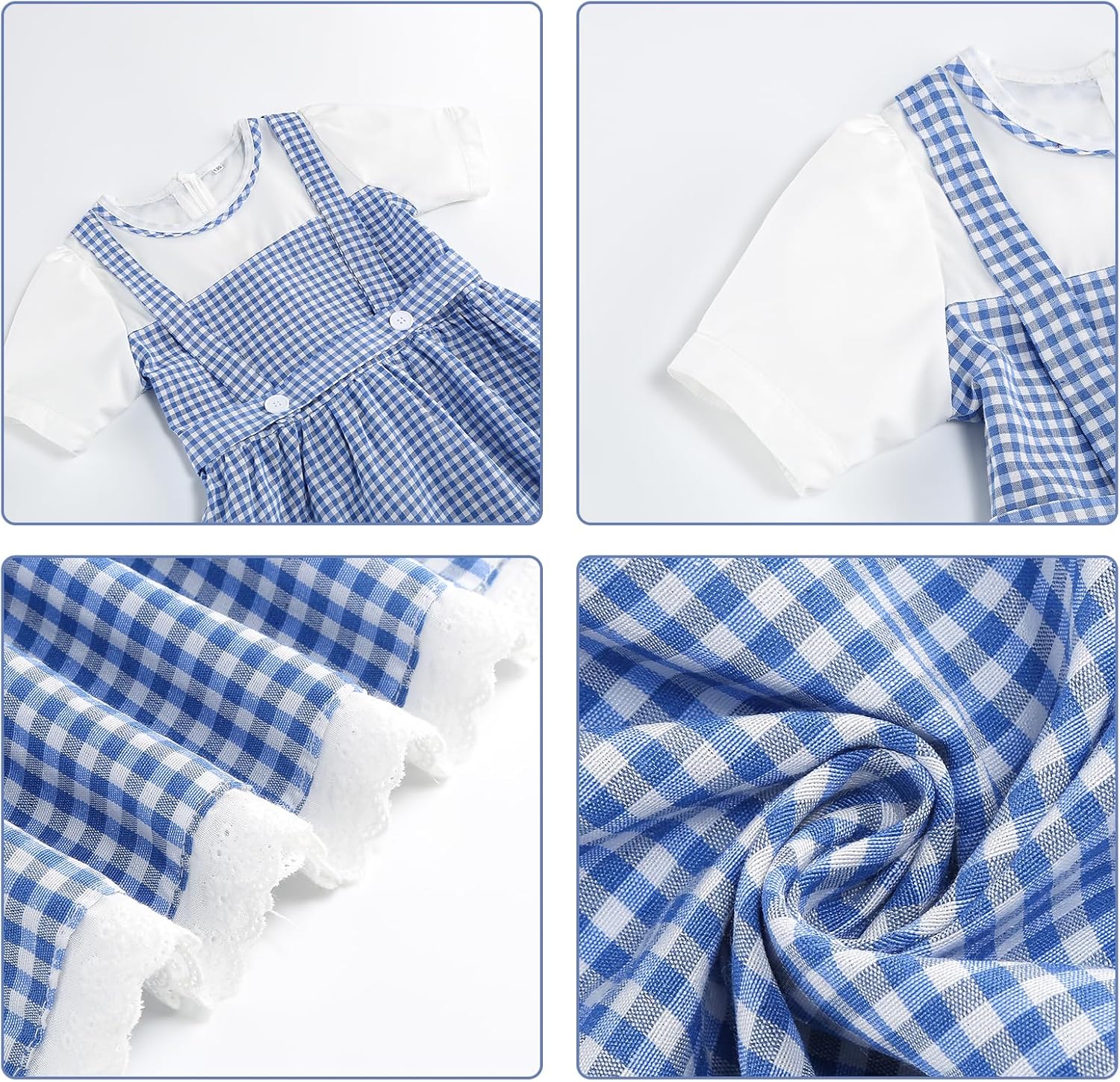 Girls Blue Plaid Halloween Costume with Accessories