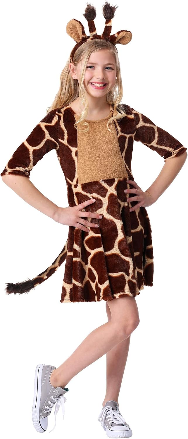 Girls Giraffe Fleece Costume with attached tail