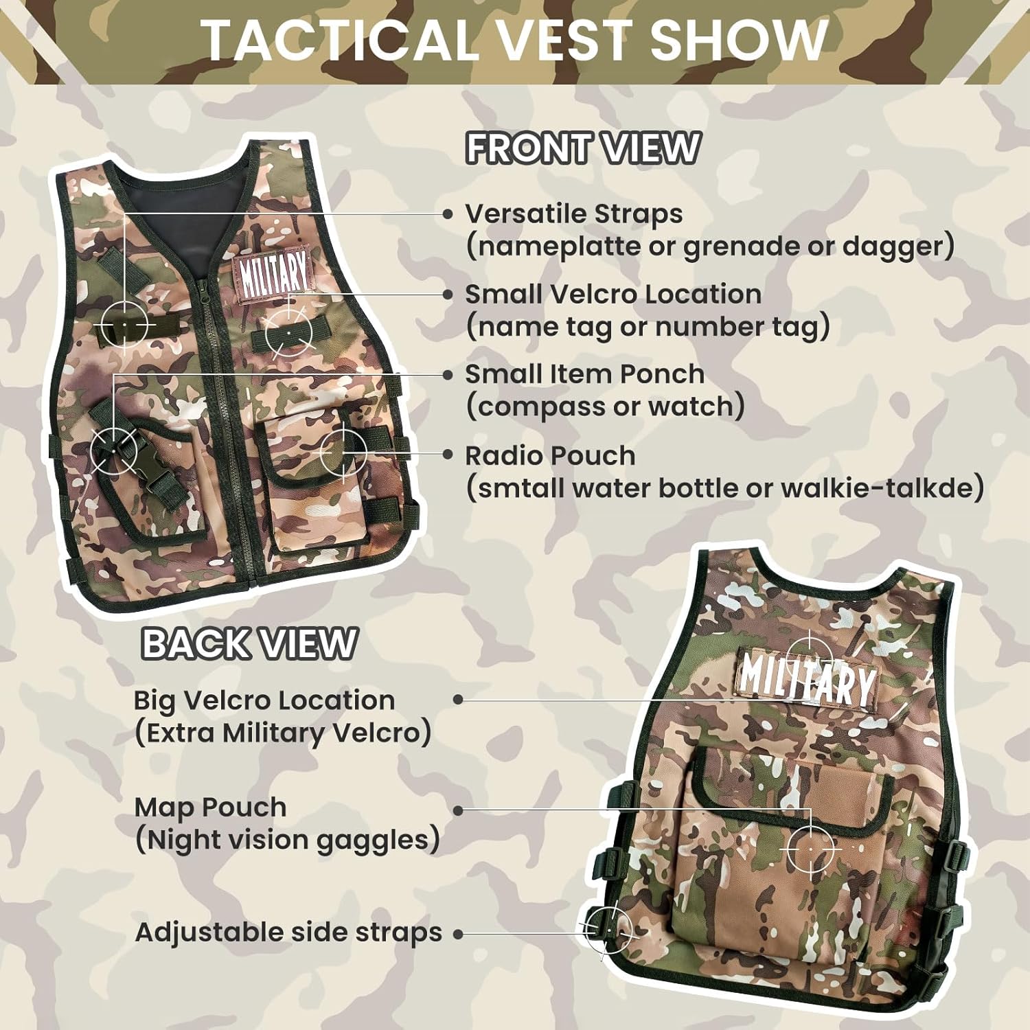 ZIRSENG Kids Army Costume Set for Halloween More