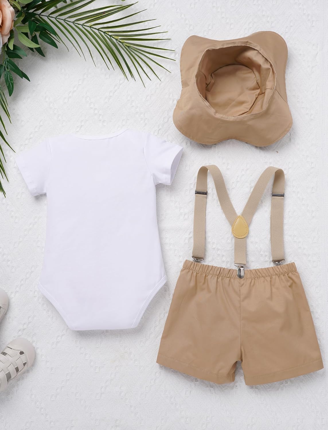 IMEKIS 1st Birthday Outfit Jungle Safari AnimalRomper Suspenders Hat