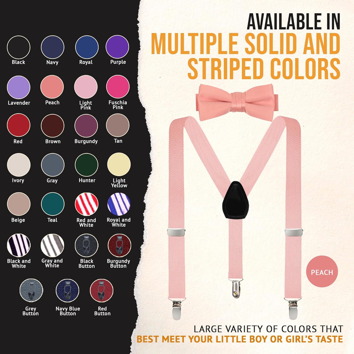 Colorful Suspenders Bow Tie Set for Kids