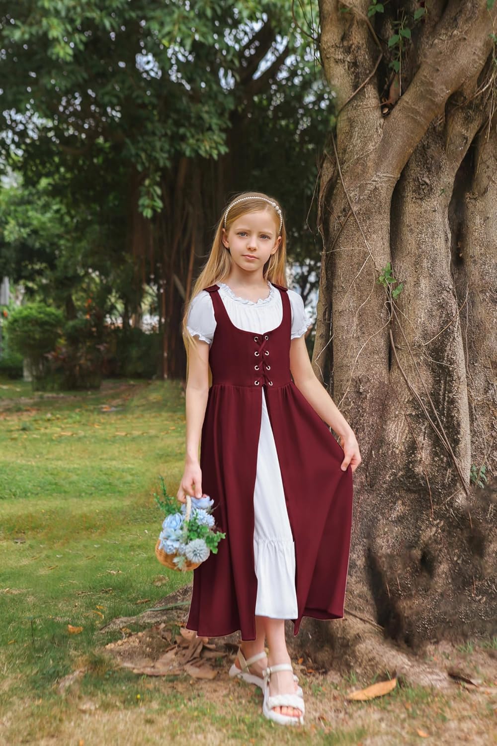 Girls Medieval Princess Dress Up Two-Piece Costume - Renaissance Party Rental
