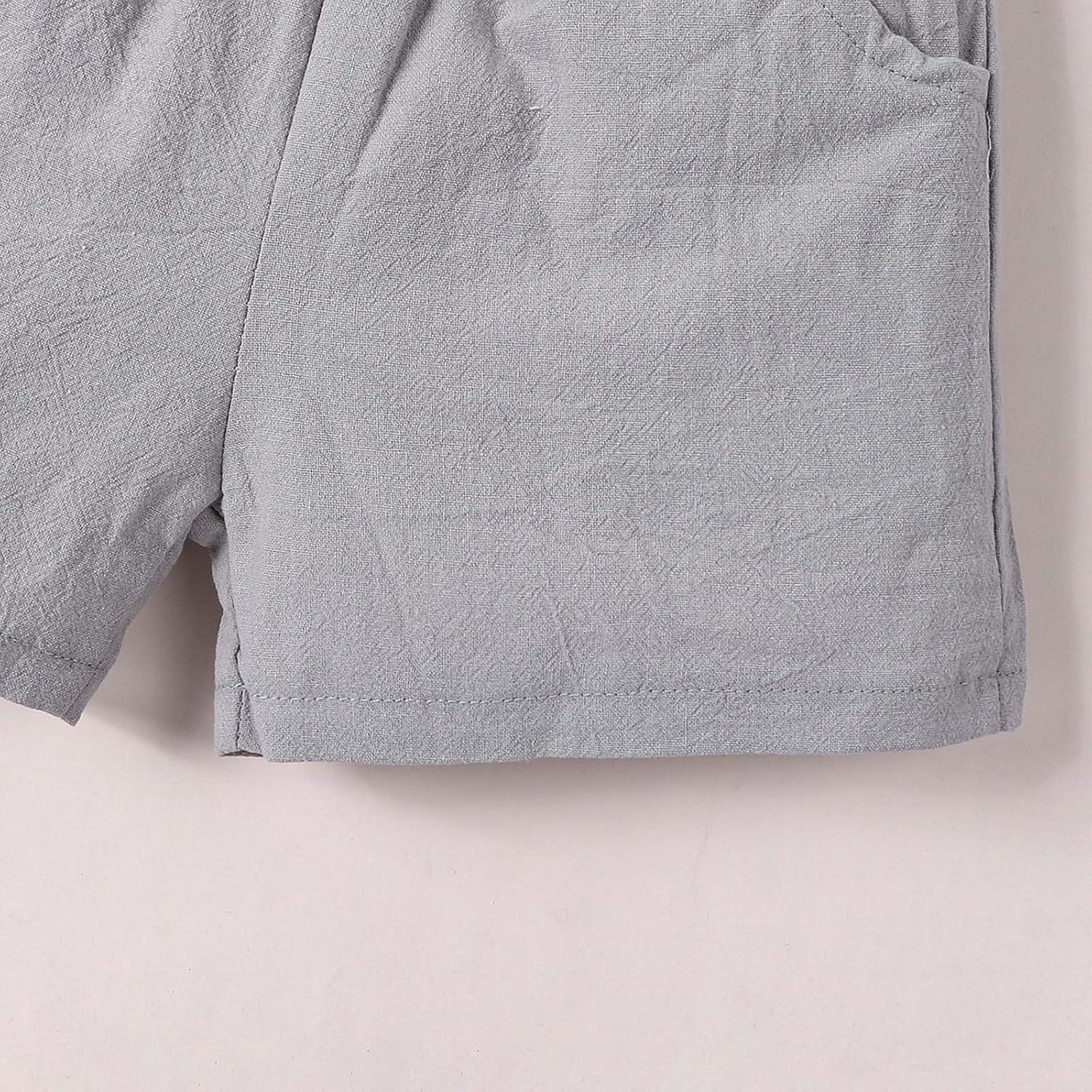 boys cotton-linen short sleeve shirt set 2 piece