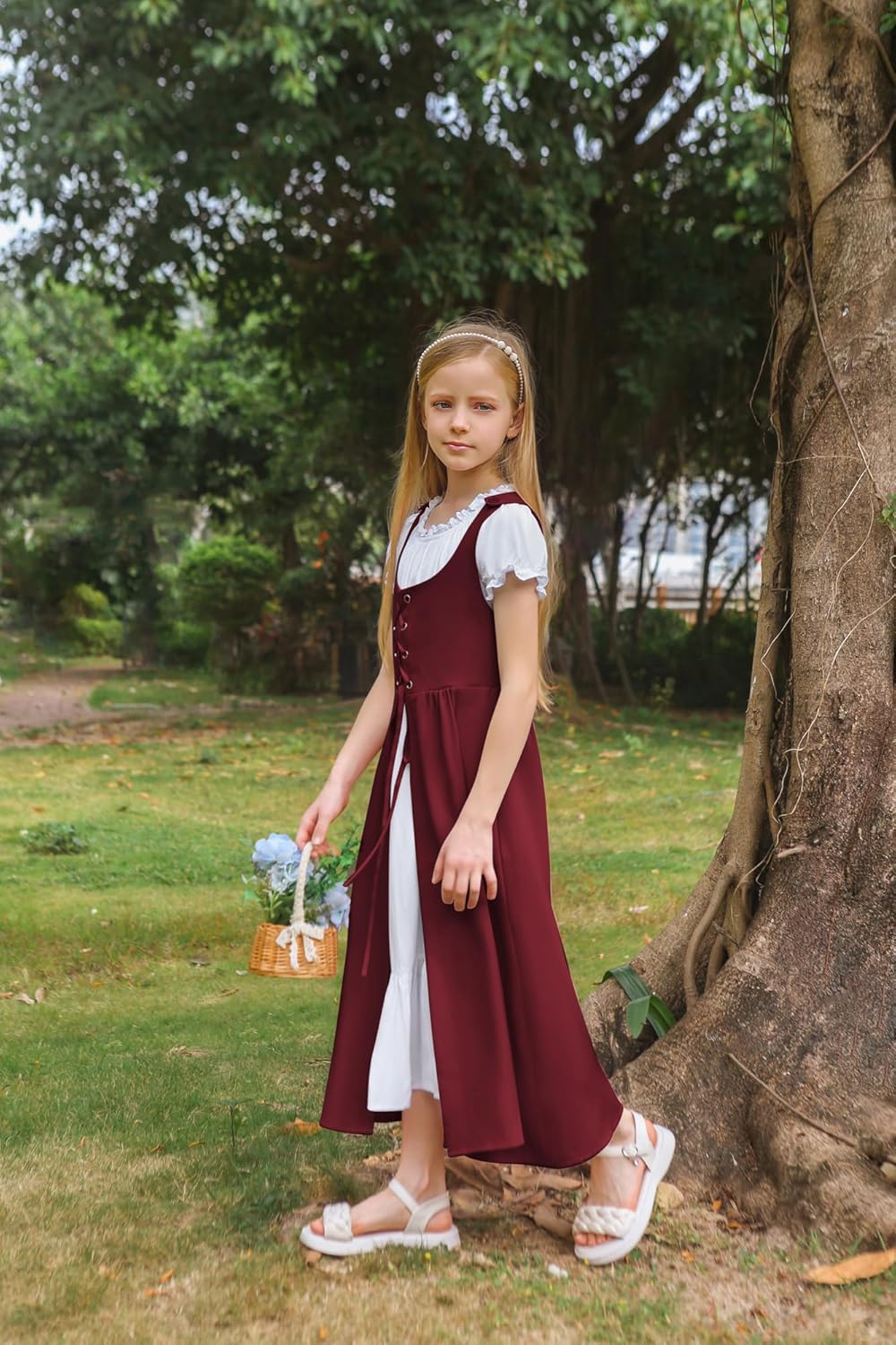 Girls Medieval Princess Dress Up Two-Piece Costume - Renaissance Party Rental