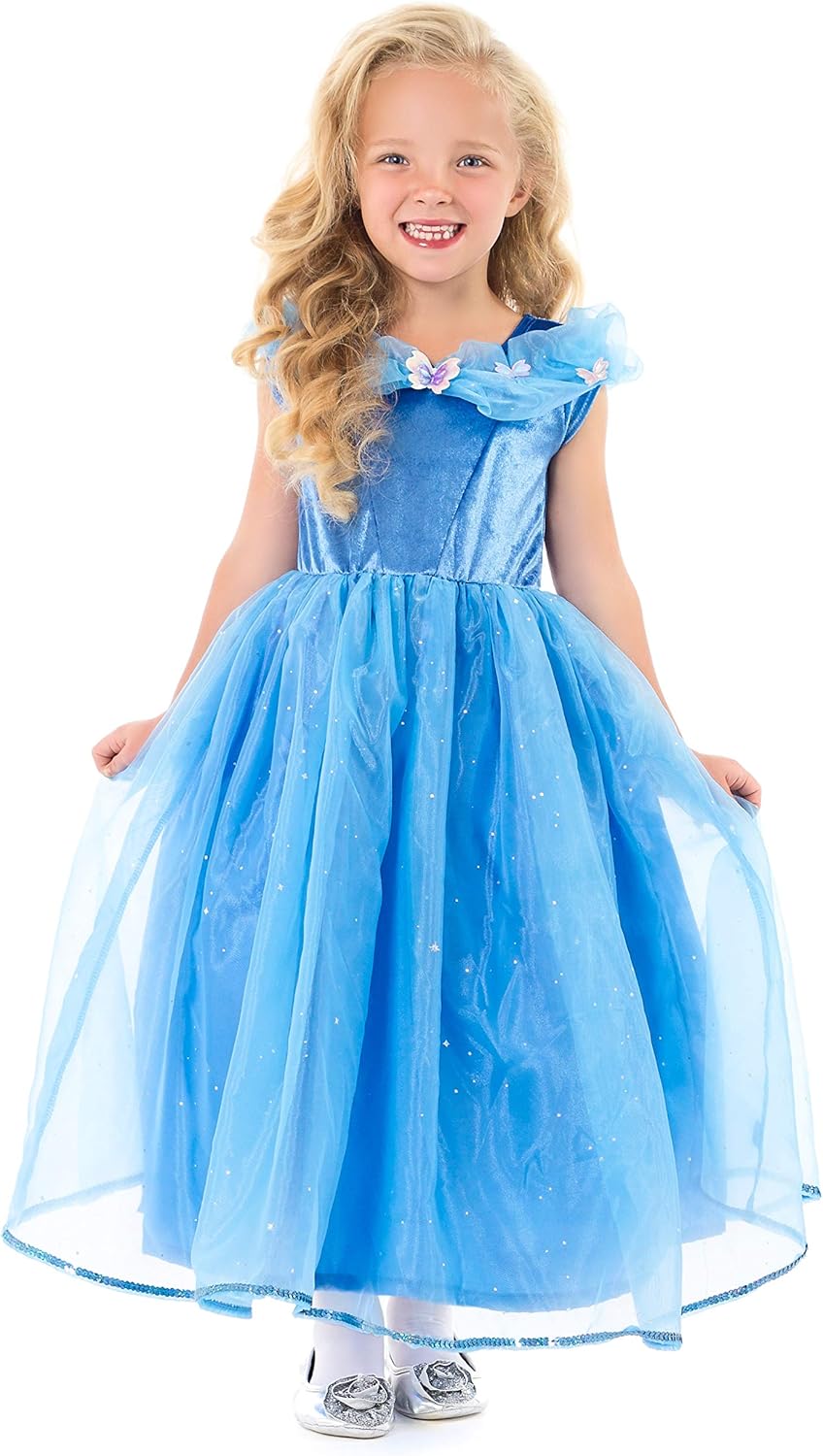 Little Adventures Deluxe Cinderella Butterfly Princess Dress Up Costume for Girls