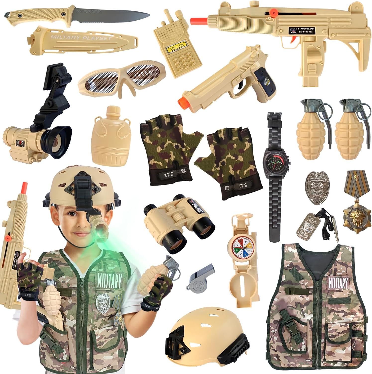 ZIRSENG Kids Army Costume Set for Halloween More
