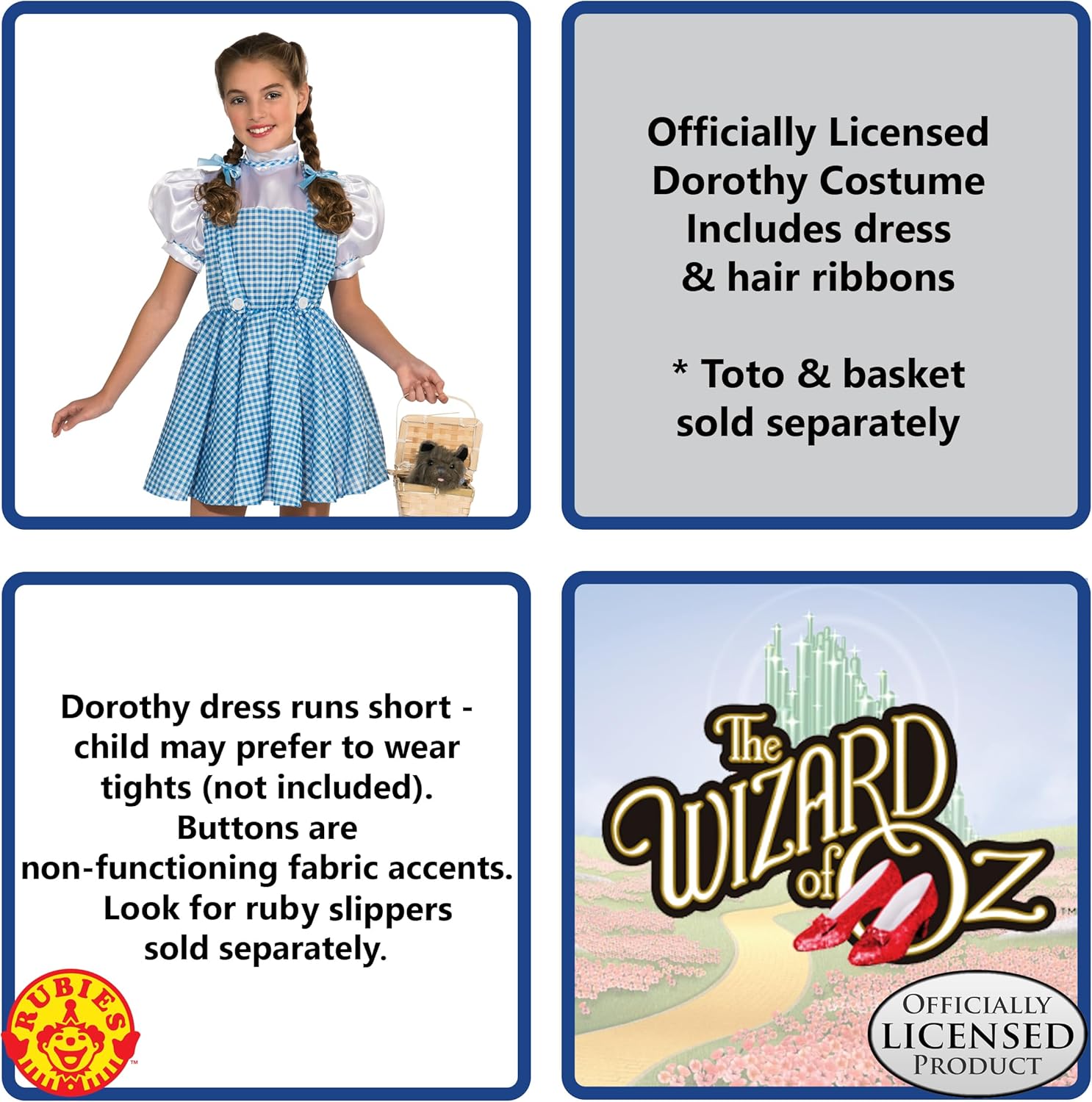 Dorothys Wizard of Oz Halloween Sensations Costume 75th Edition