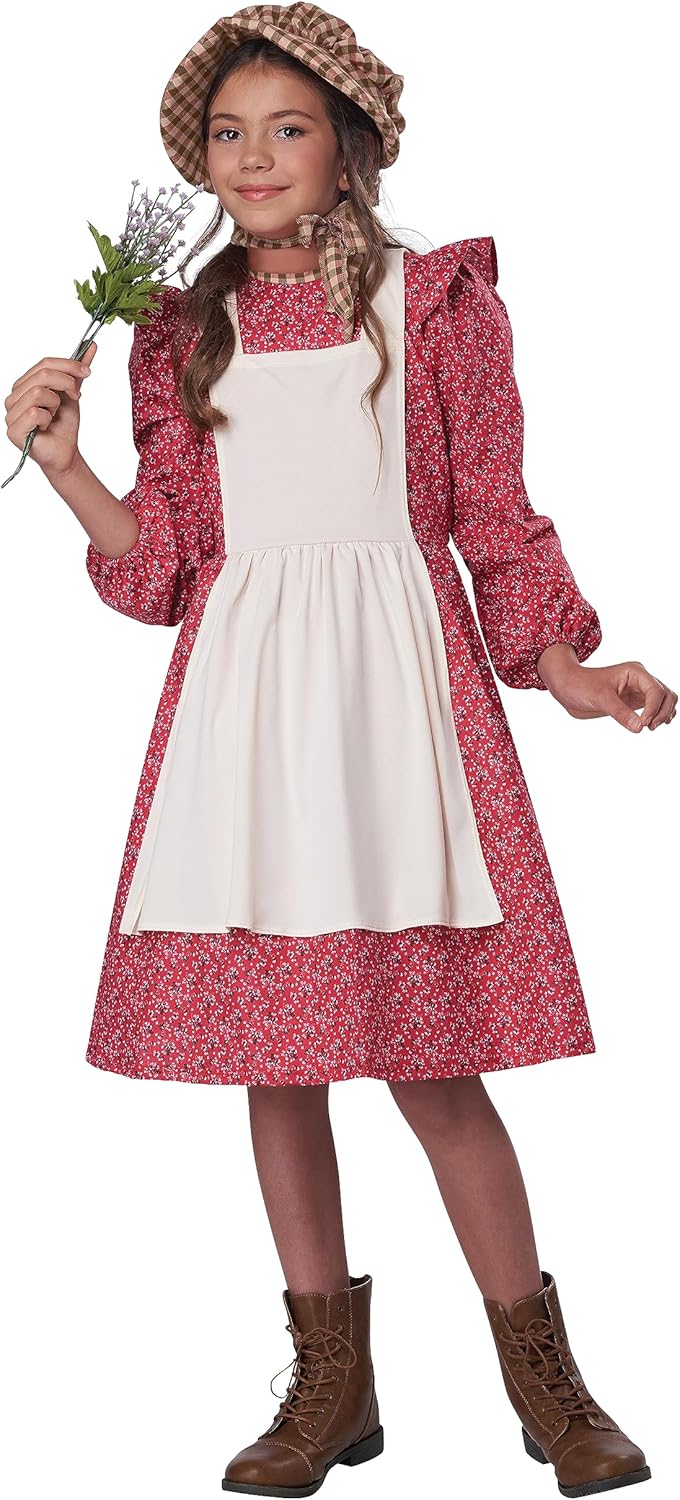 Girls Red Frontier Settlement Costume