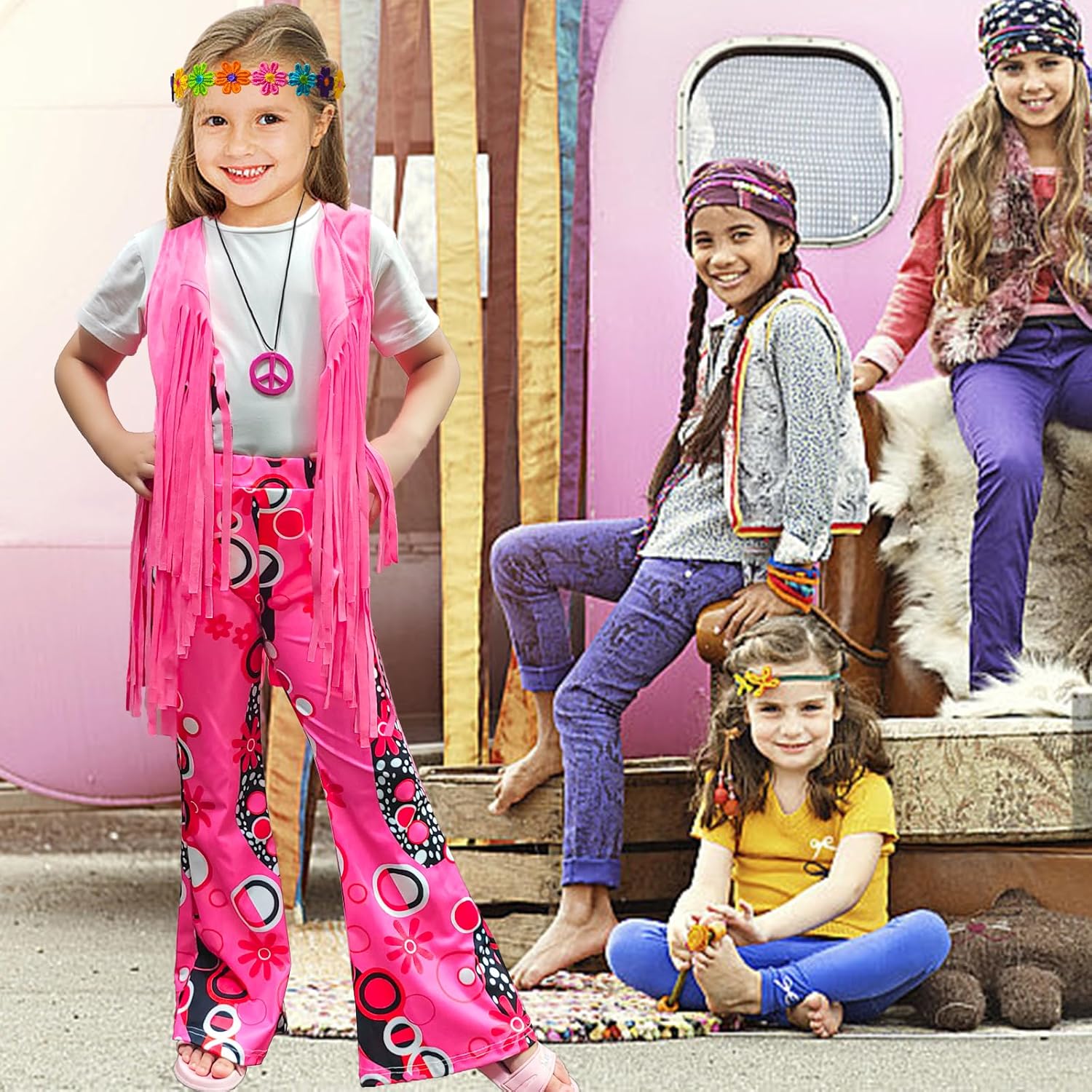 60s70s Hippie Fringe Costume Set