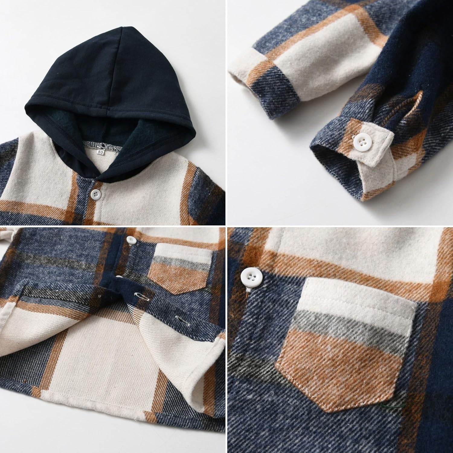 Little Toddler Boys Cotton Plaid -Hoodies beenpdLEXE