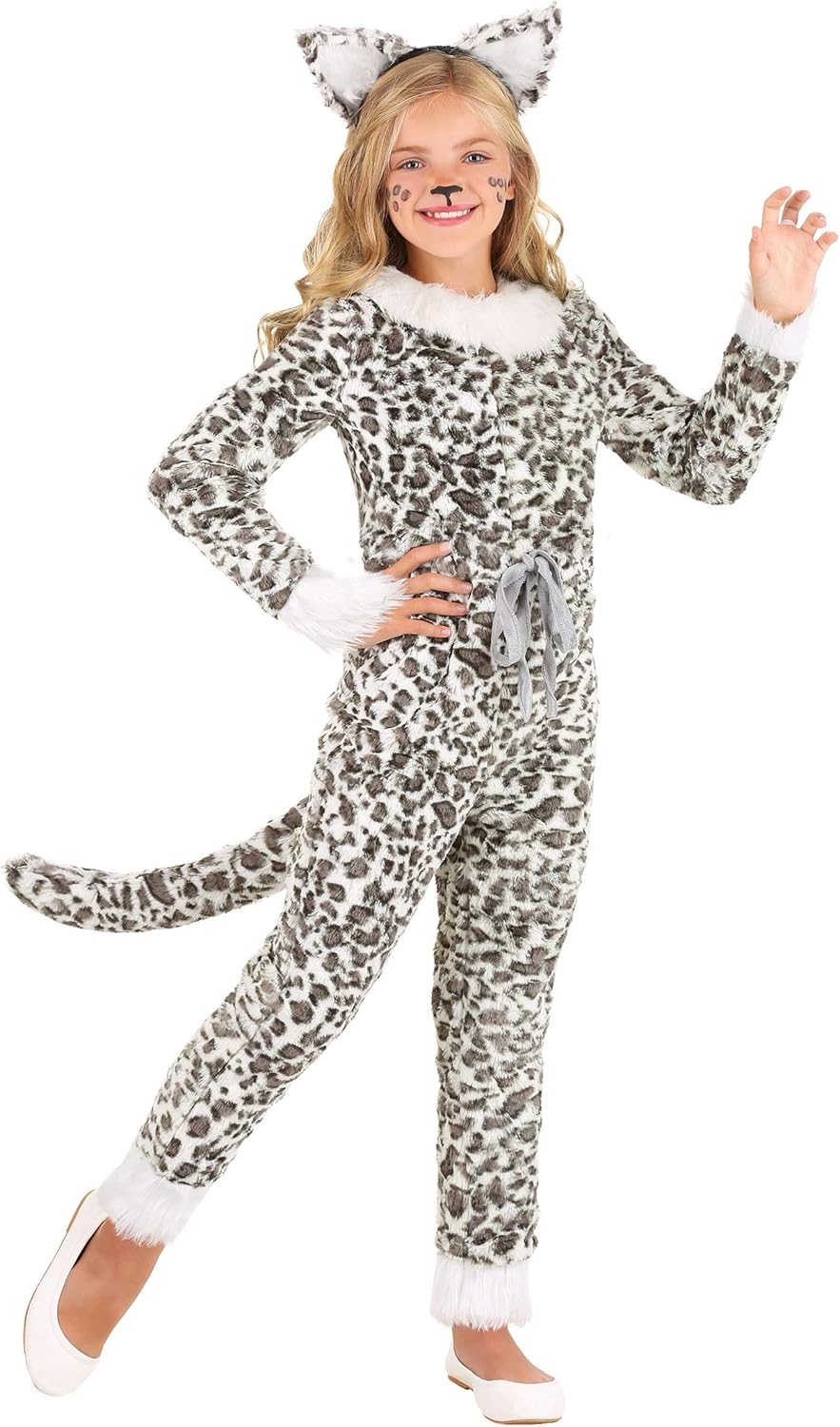 Fun Costumes Girls Spotted Snow Leopard Cats Halloween Jumpsuit