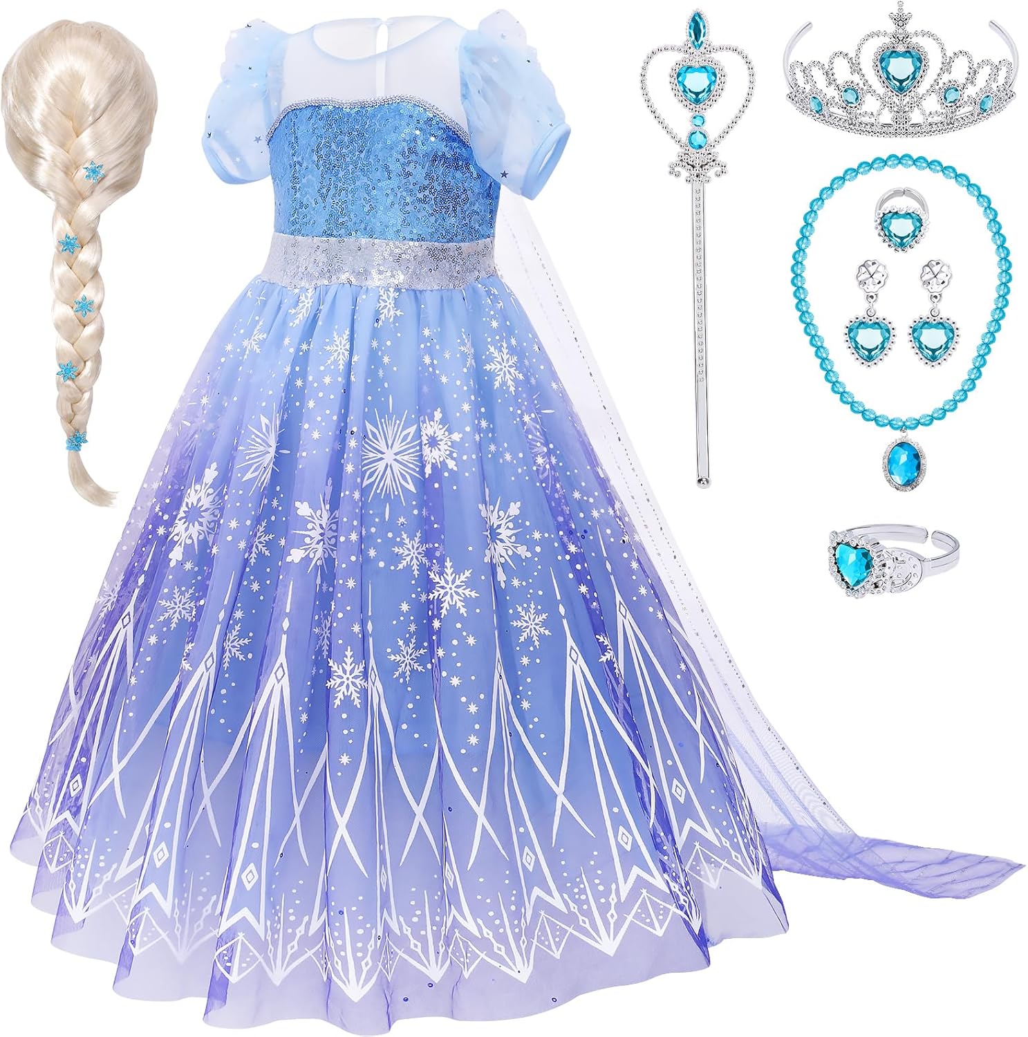 Princess Dress Up for Girls - Snow Queen Costume with Accessories