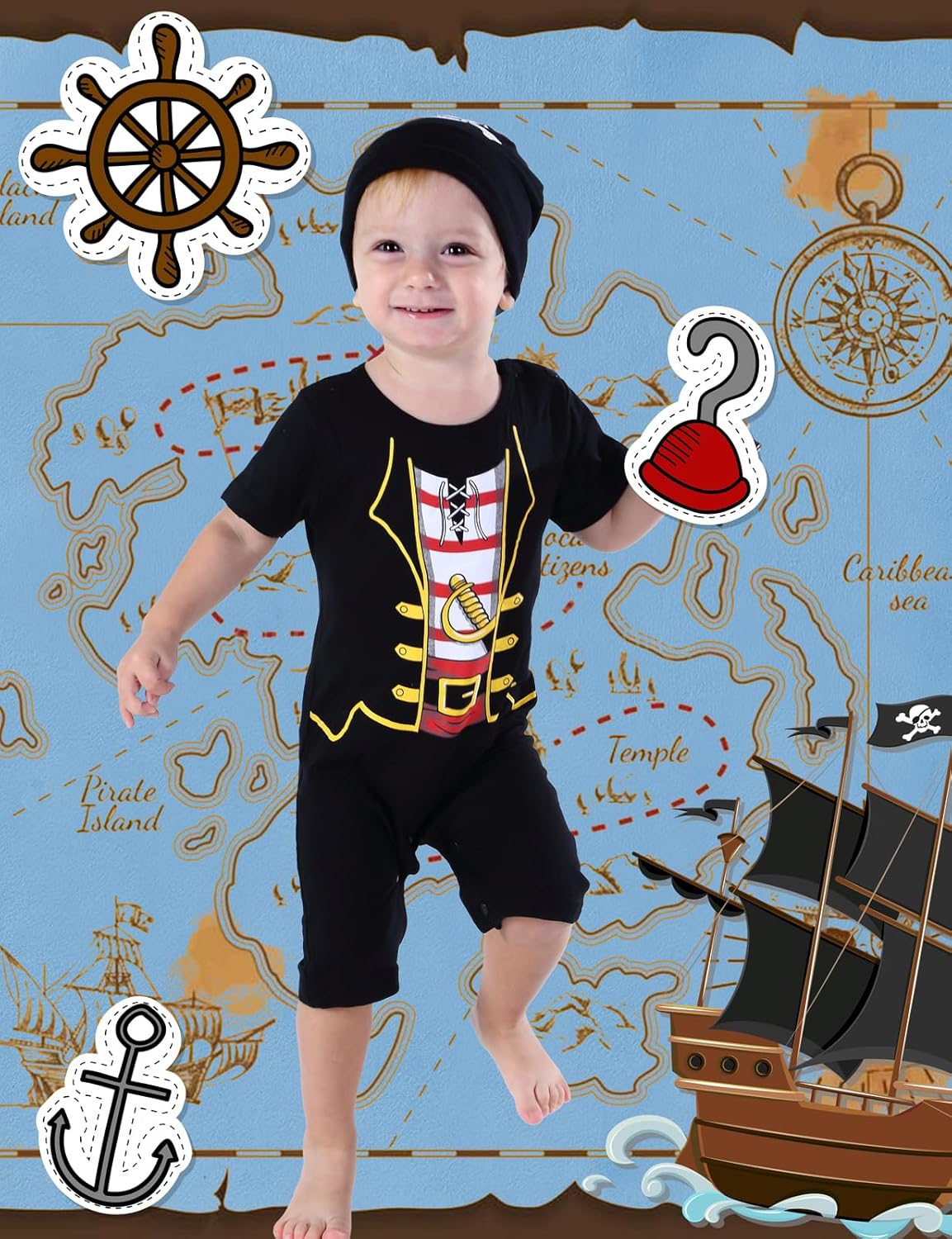 COSLAND Baby Pirate Costumes 0-24 Soft Cotton Casual Look