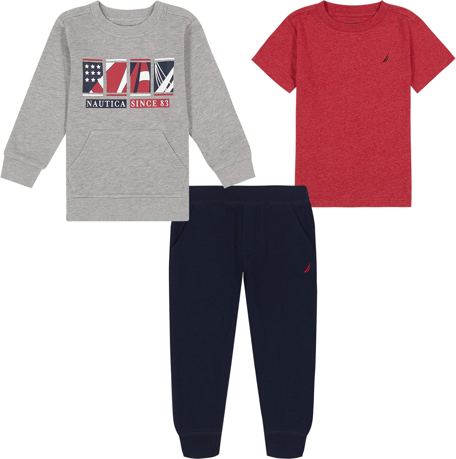 Nautica Boys 3-Piece Crew Jog Set Perfect for Everyday Active Life