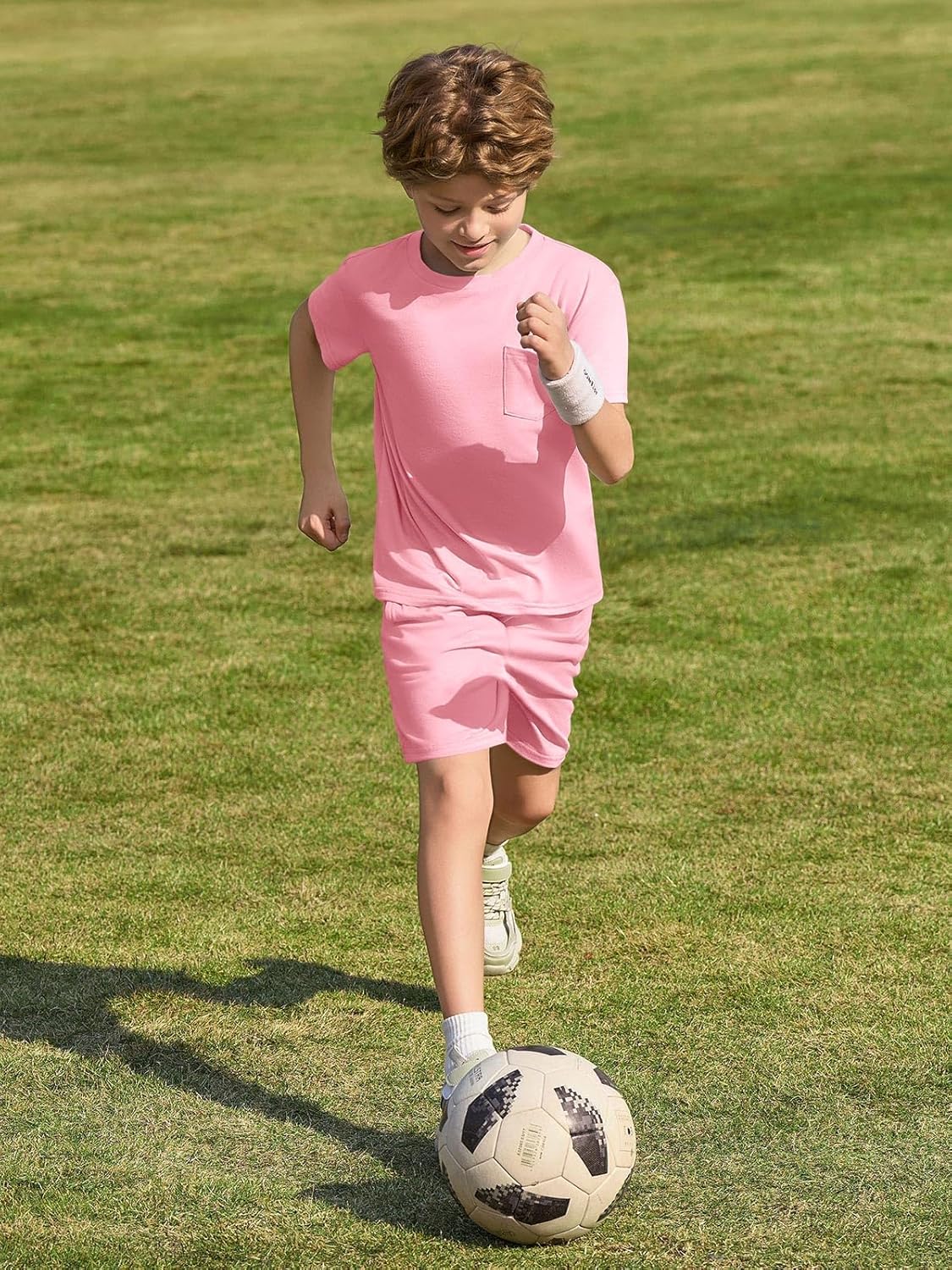 Haloumoning Boys Short Sleeve Tee Shorts Set Ages 5-14