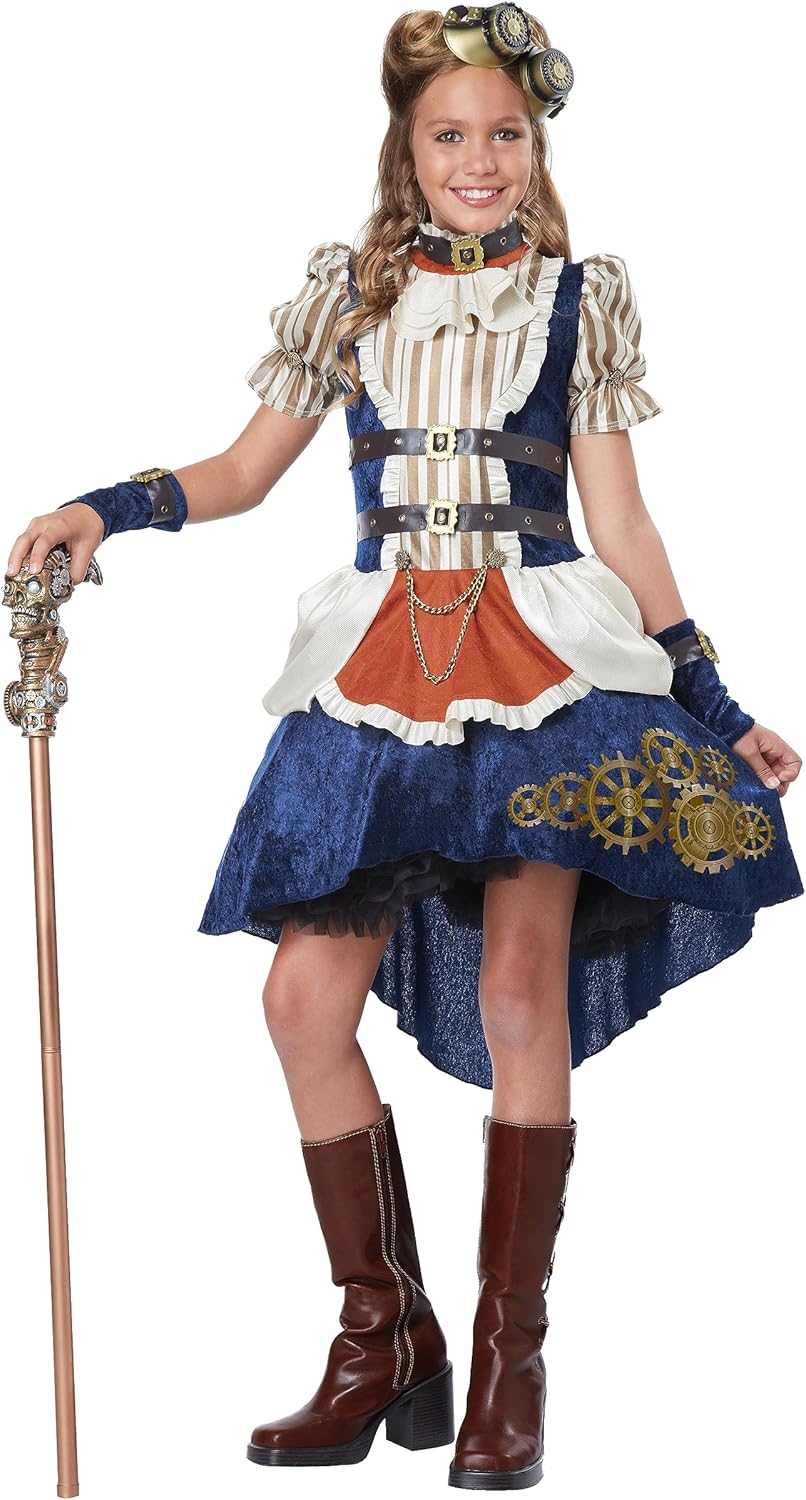 Steampunk Girl Costume - 100 Polyester Dress with attached petticoat