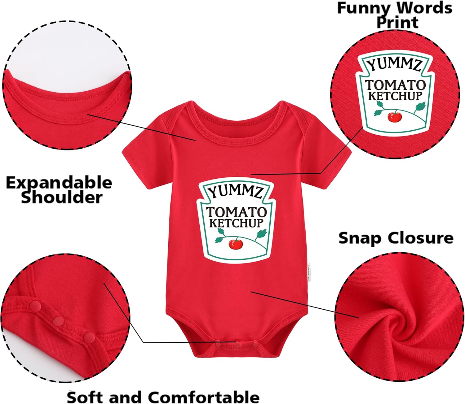 Unique Ketchup Mustard Baby Twins Bodysuit for Kids