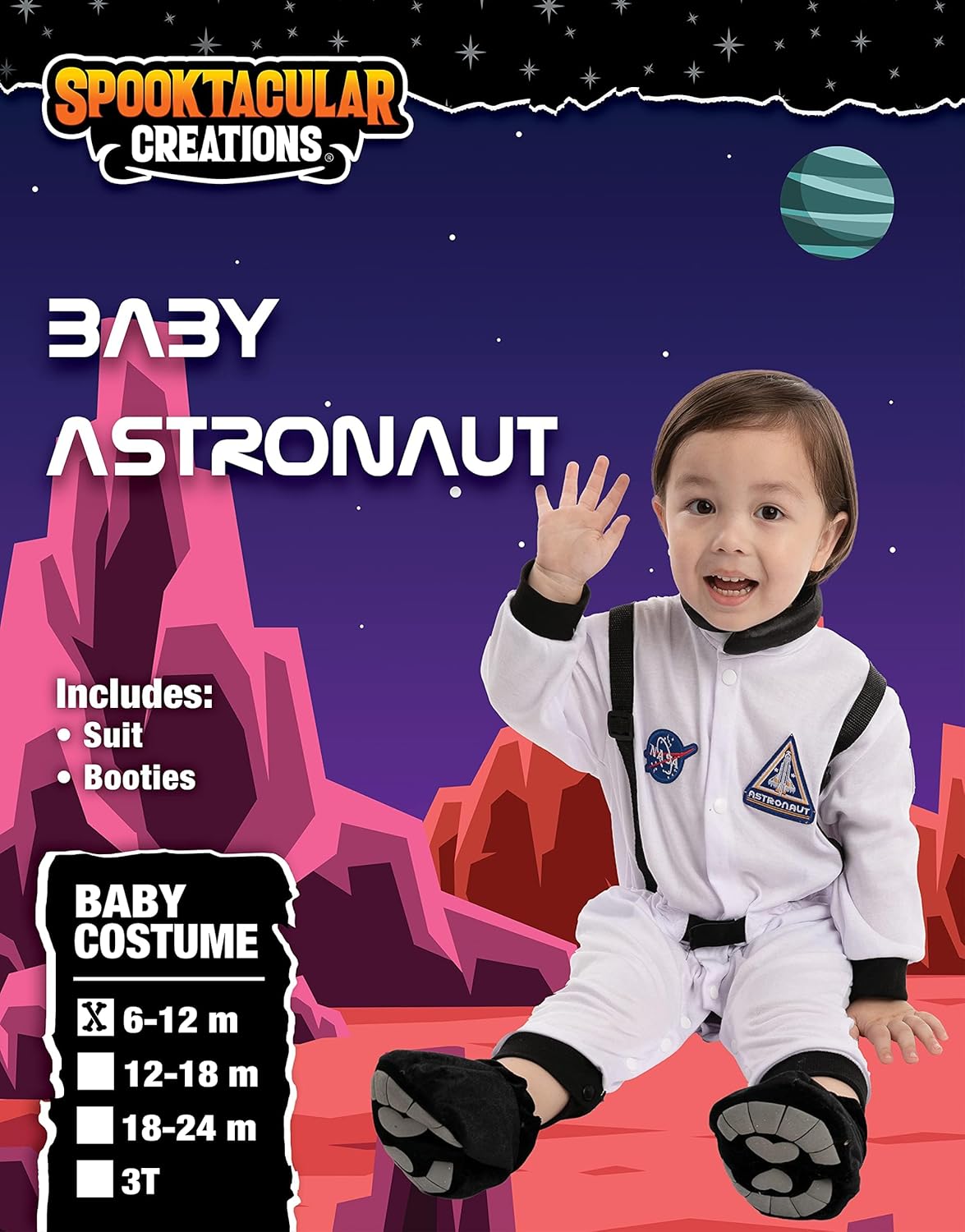 Spooktacular Creations Toddler Halloween Astronaut Costume - Space-themed BabyJumpsuit with Boots