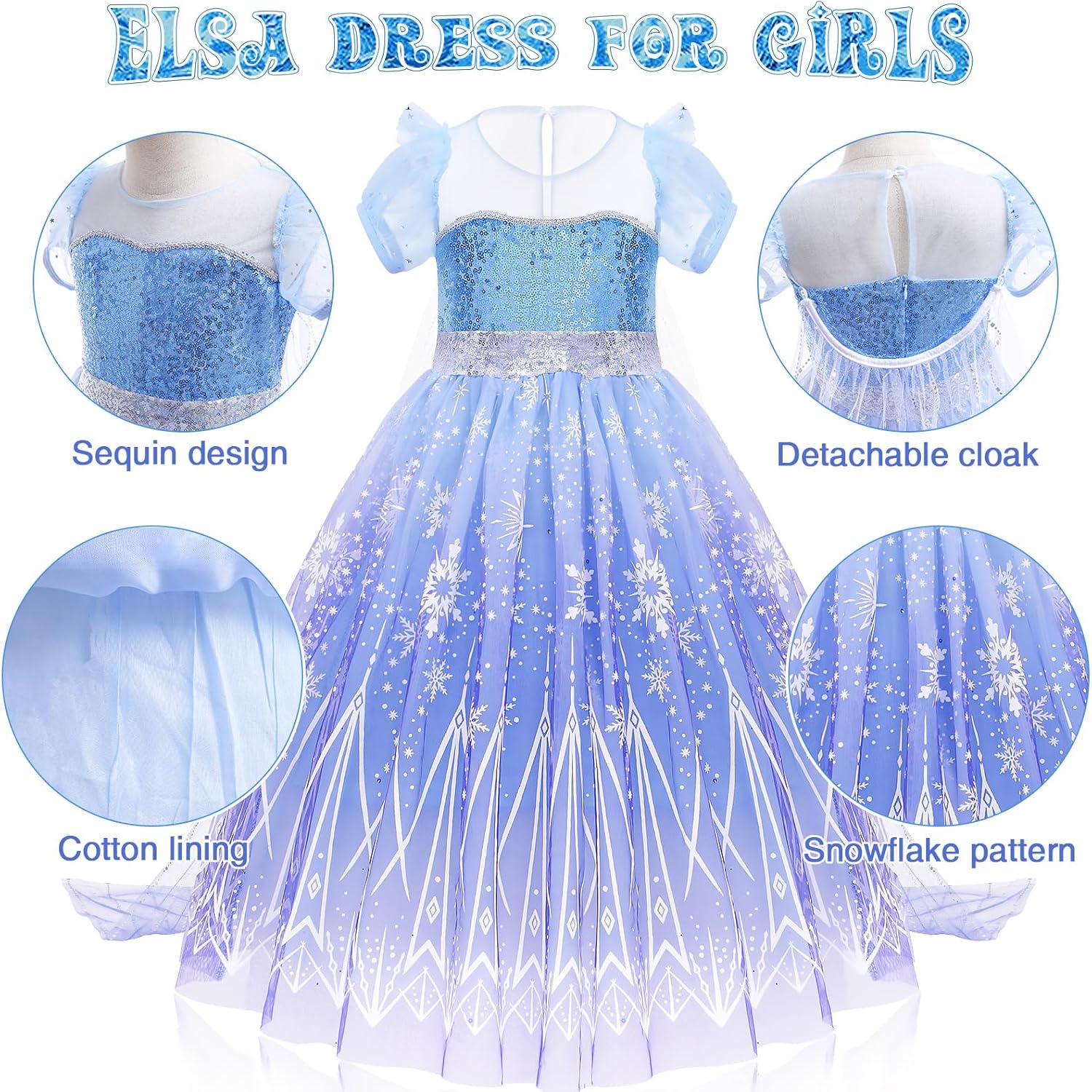 Princess Dress Up for Girls - Snow Queen Costume with Accessories