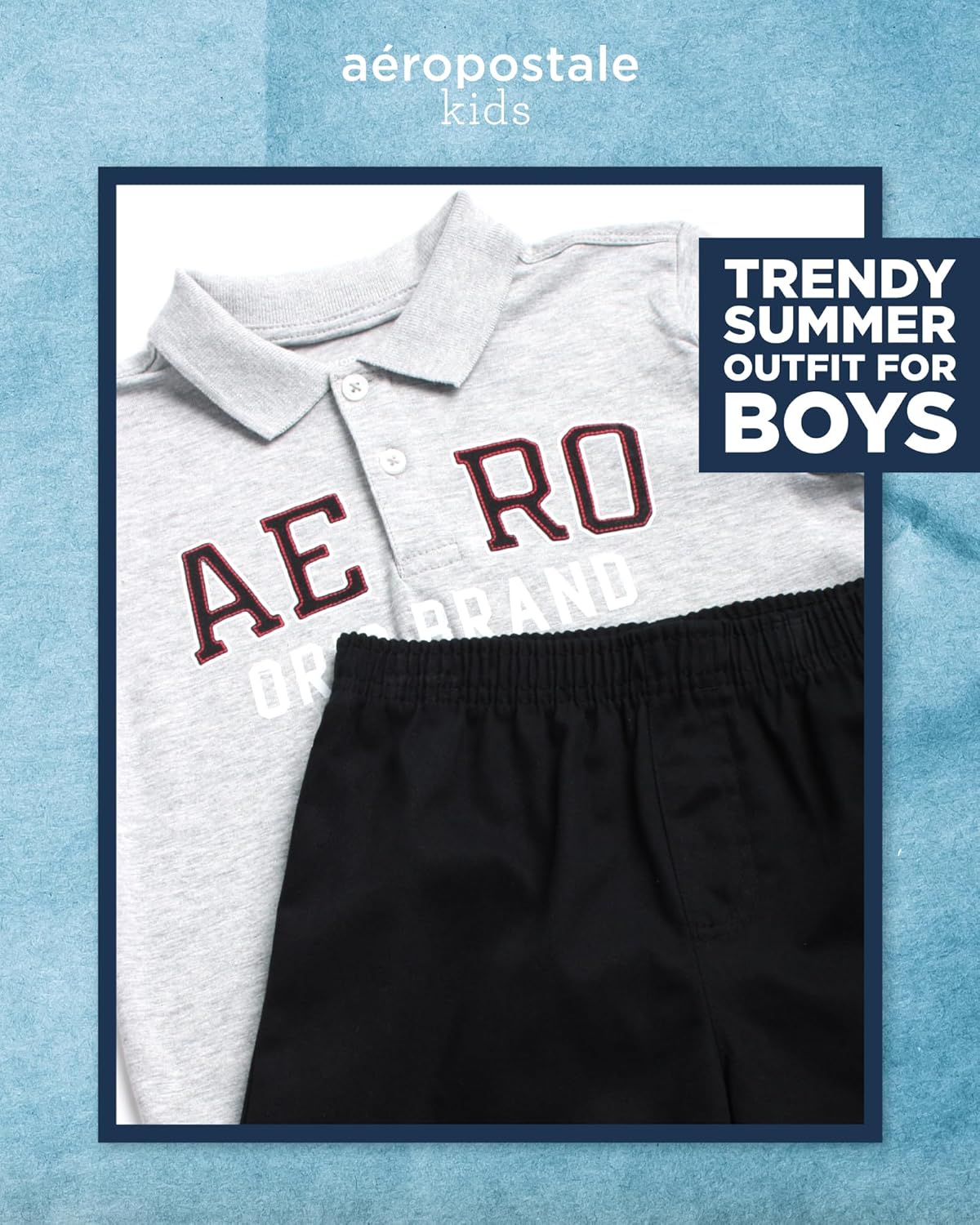AEROPOSTALE Boys Short Sleeve Polo Shirt and Cargo Shorts Set