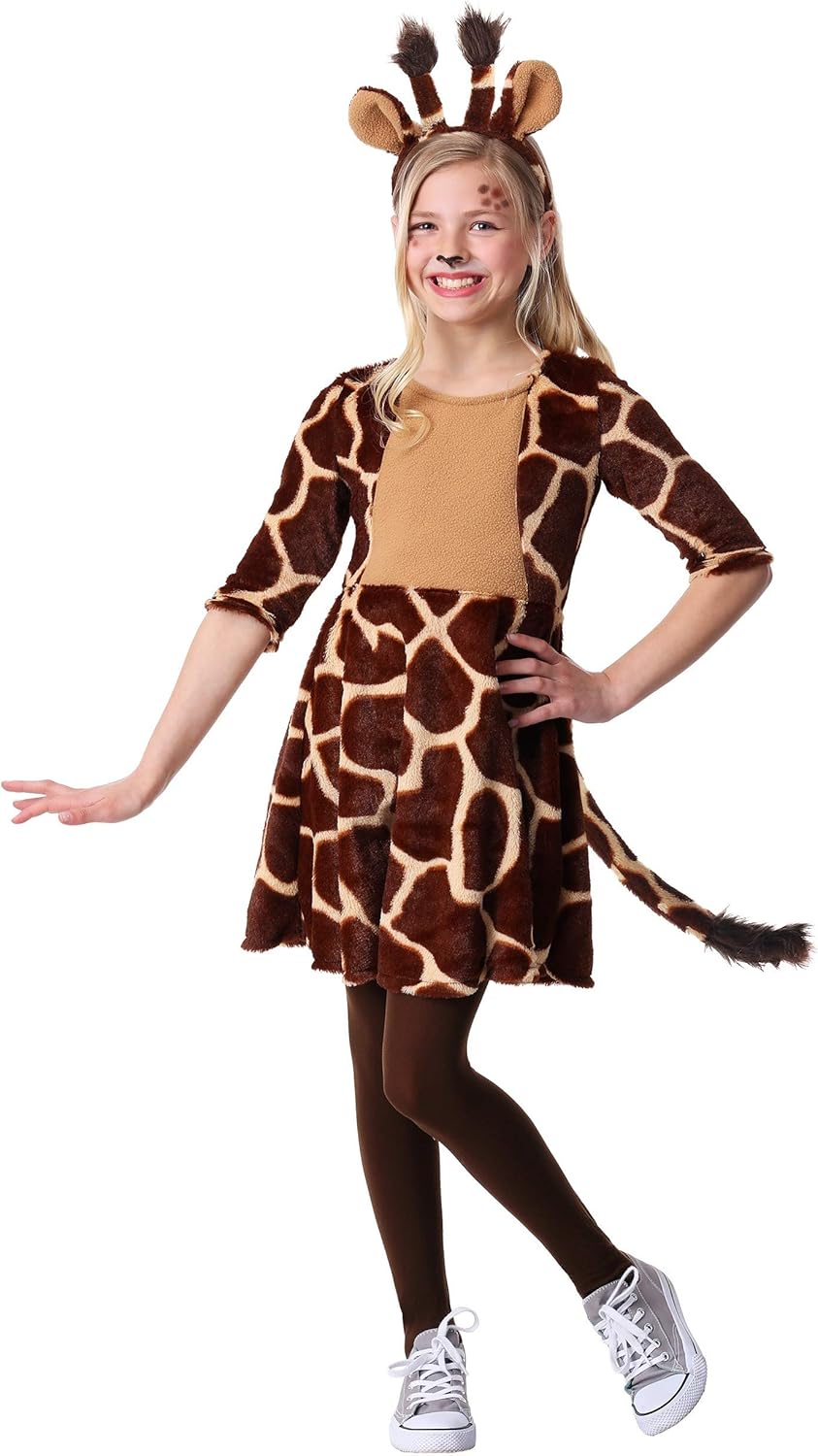 Girls Giraffe Fleece Costume with attached tail