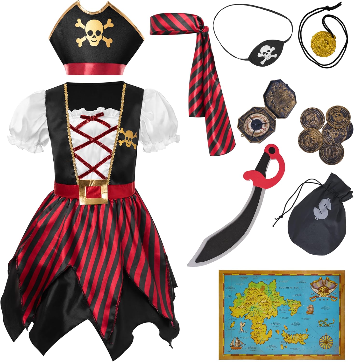 Spooktacular Kids Pirate Dress Halloween Costume for Girls Safe and Comfortable