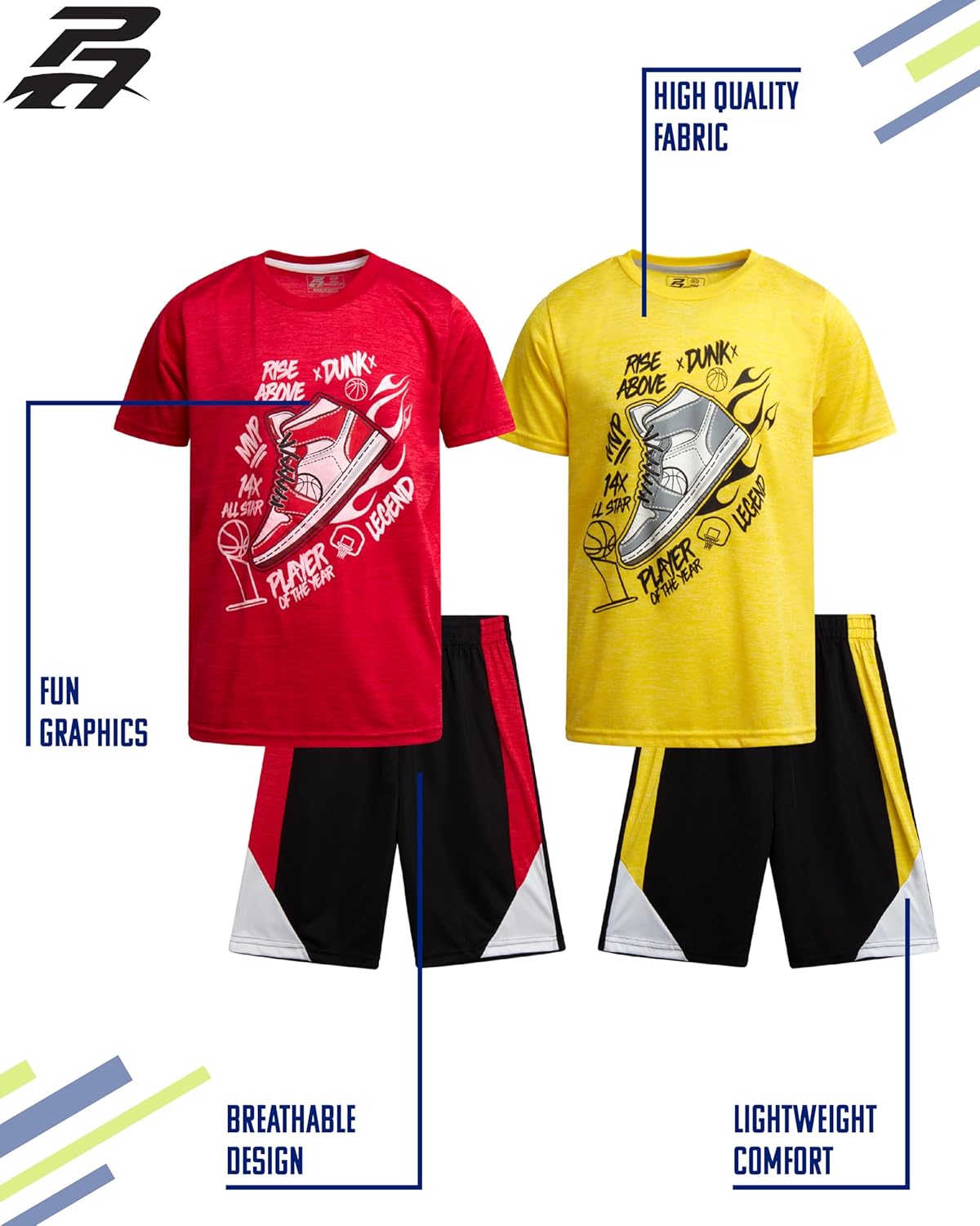 Pro Athlete Boys 4-Piece Active Shorts Set
