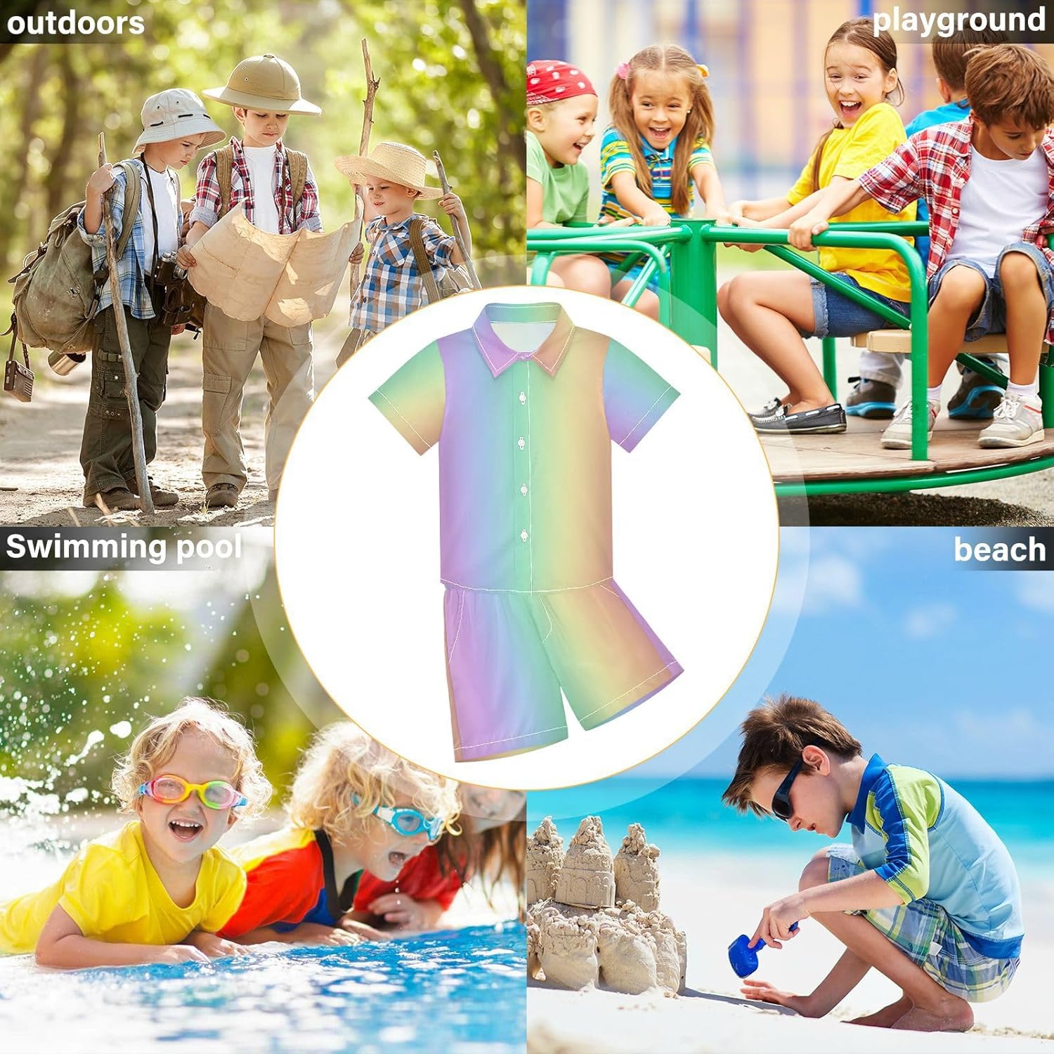 Boccsty tropical boys short set Hawaiian short boys summer casual