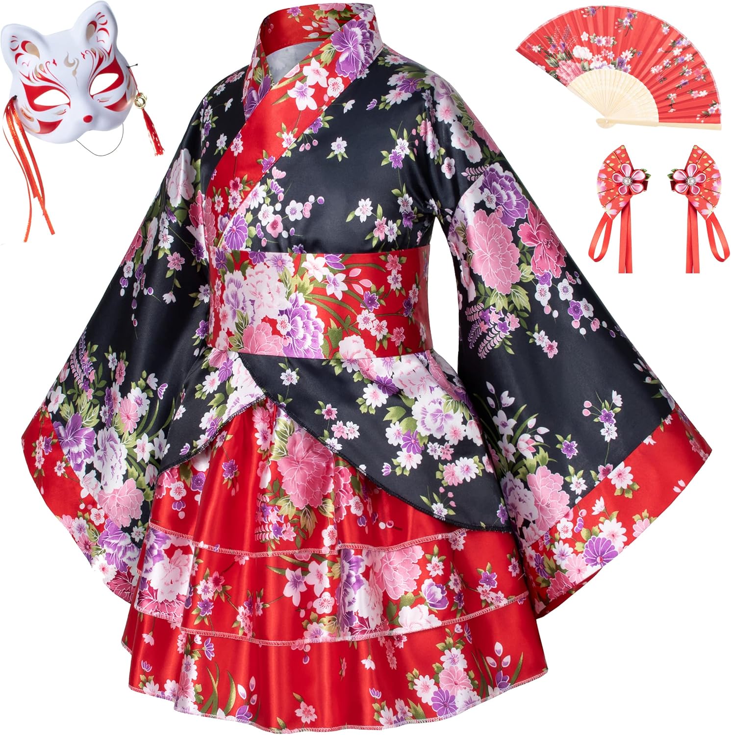 Japanese Trad Kids Kimono Robe Set 6 Piece Sizes 100-150cm