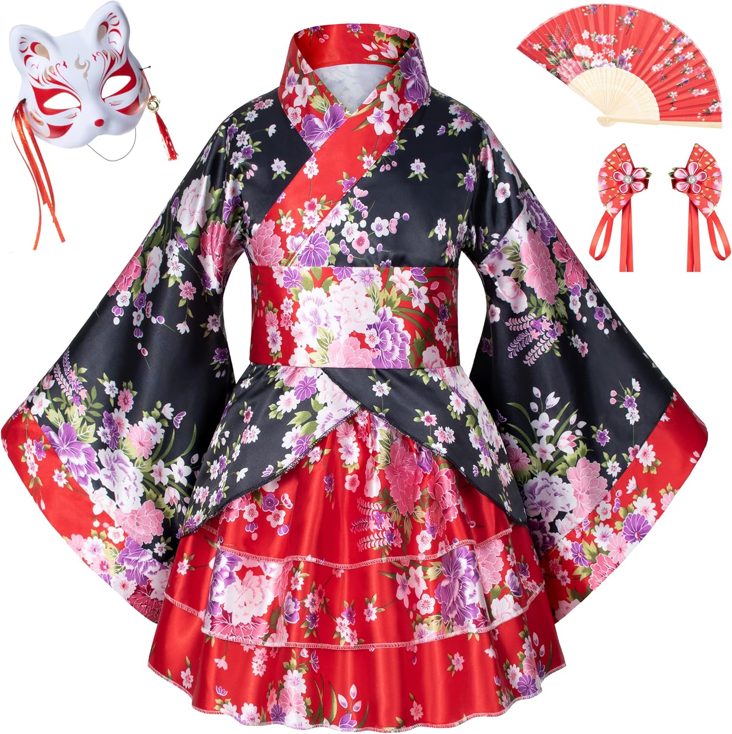 Japanese Trad Kids Kimono Robe Set 6 Piece Sizes 100-150cm